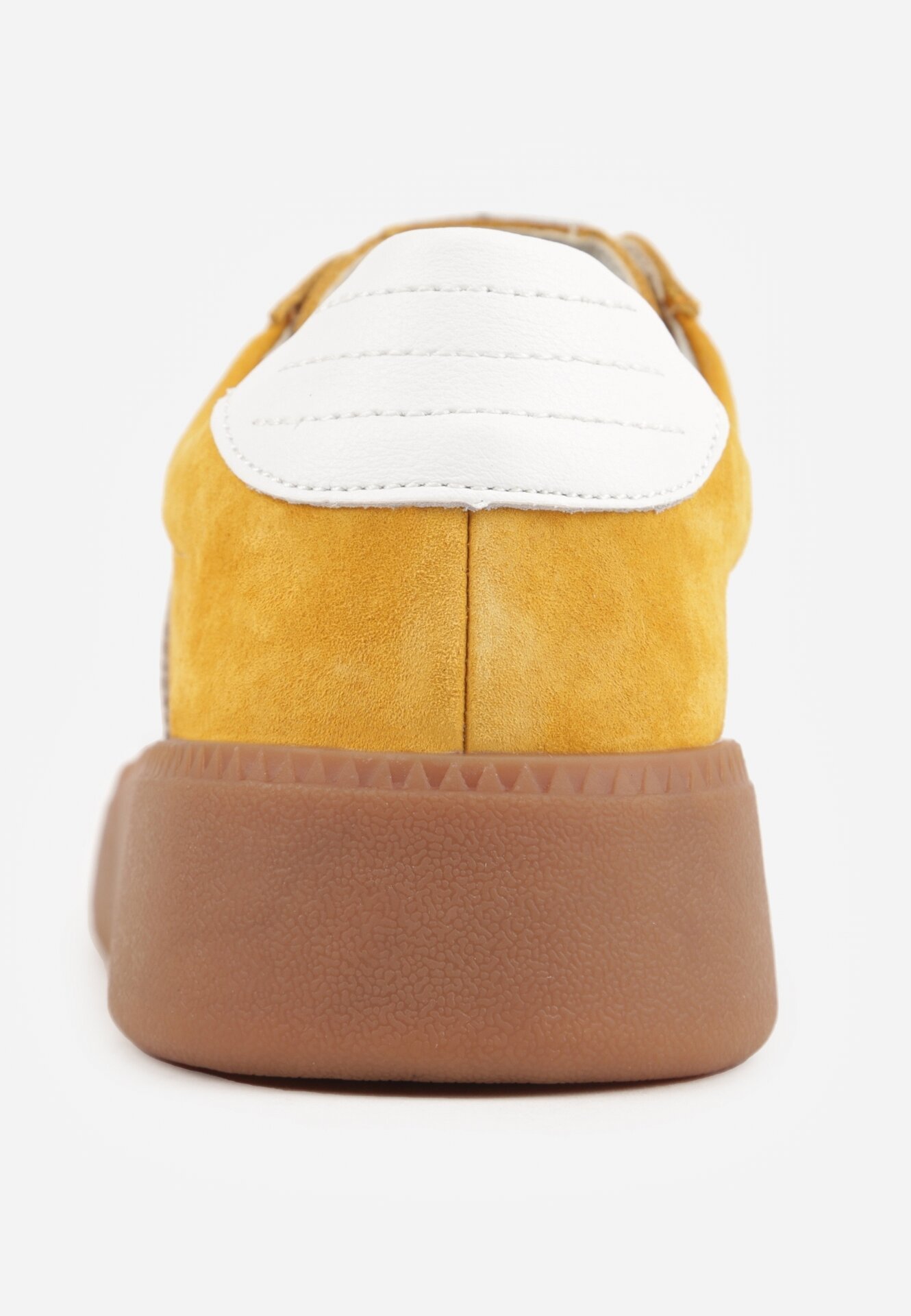 Żółte Skórzane Sneakersy na Kauczukowej Podeszwie z Geometrycznym Motywem Shytyse