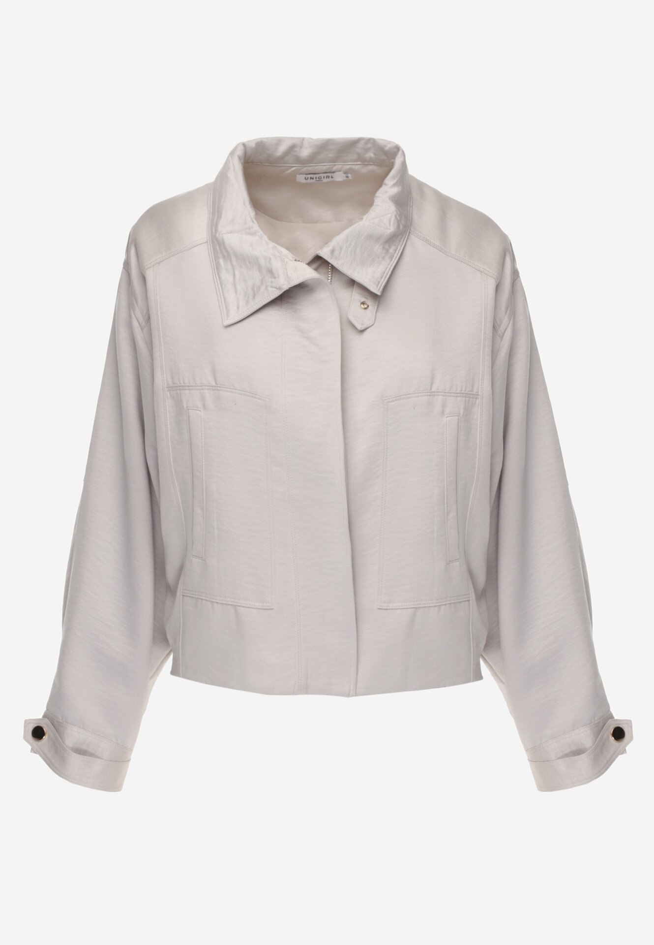 Beżowa Kurtka Typu Bomberka Ozdobiona Kołnierzykiem Tellavan