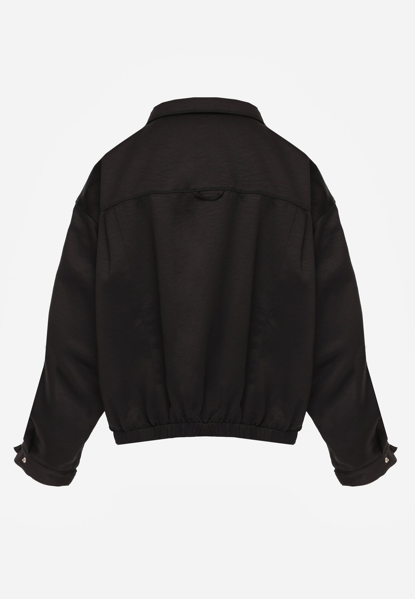 Czarna Kurtka Typu Bomberka Ozdobiona Kołnierzykiem Tellavan