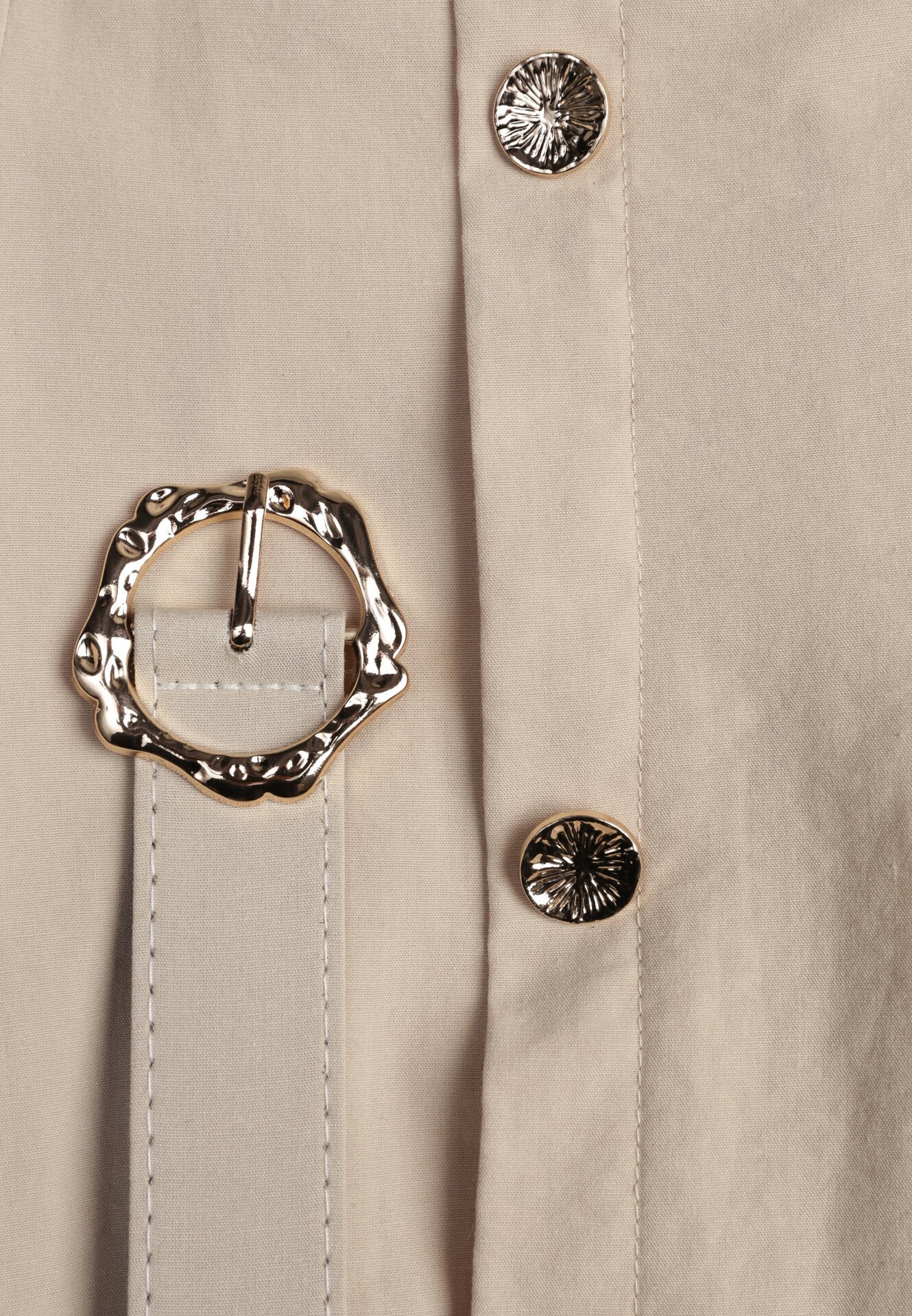 Beżowa Spódnica Rozkloszowana z Bawełną i Paskiem oraz Kieszniami Jorlea