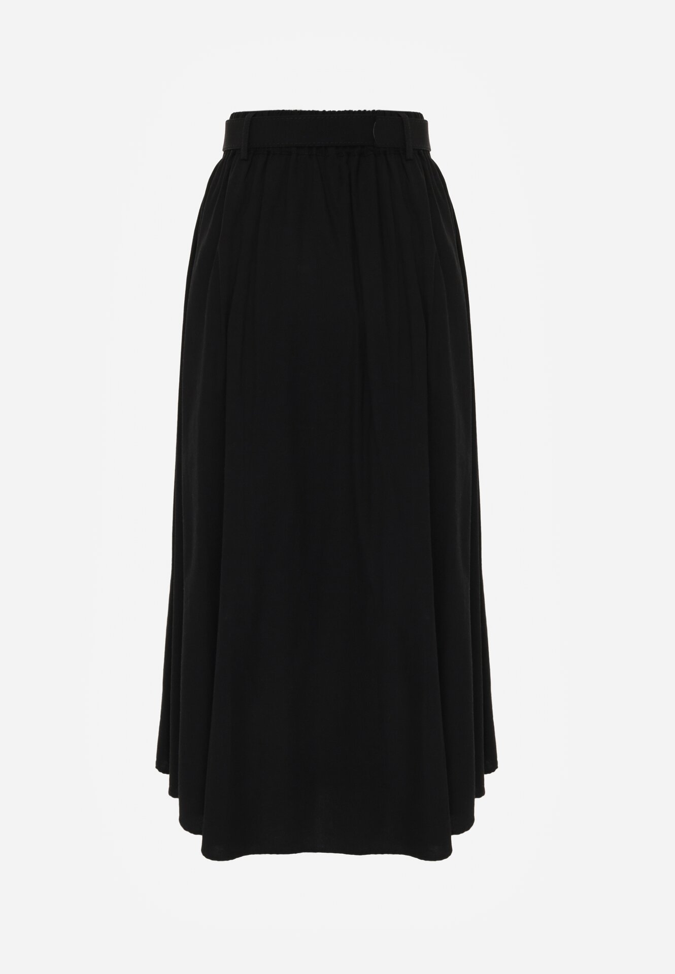 Czarna Spódnica Rozkloszowana z Bawełną i Paskiem oraz Kieszniami Jorlea