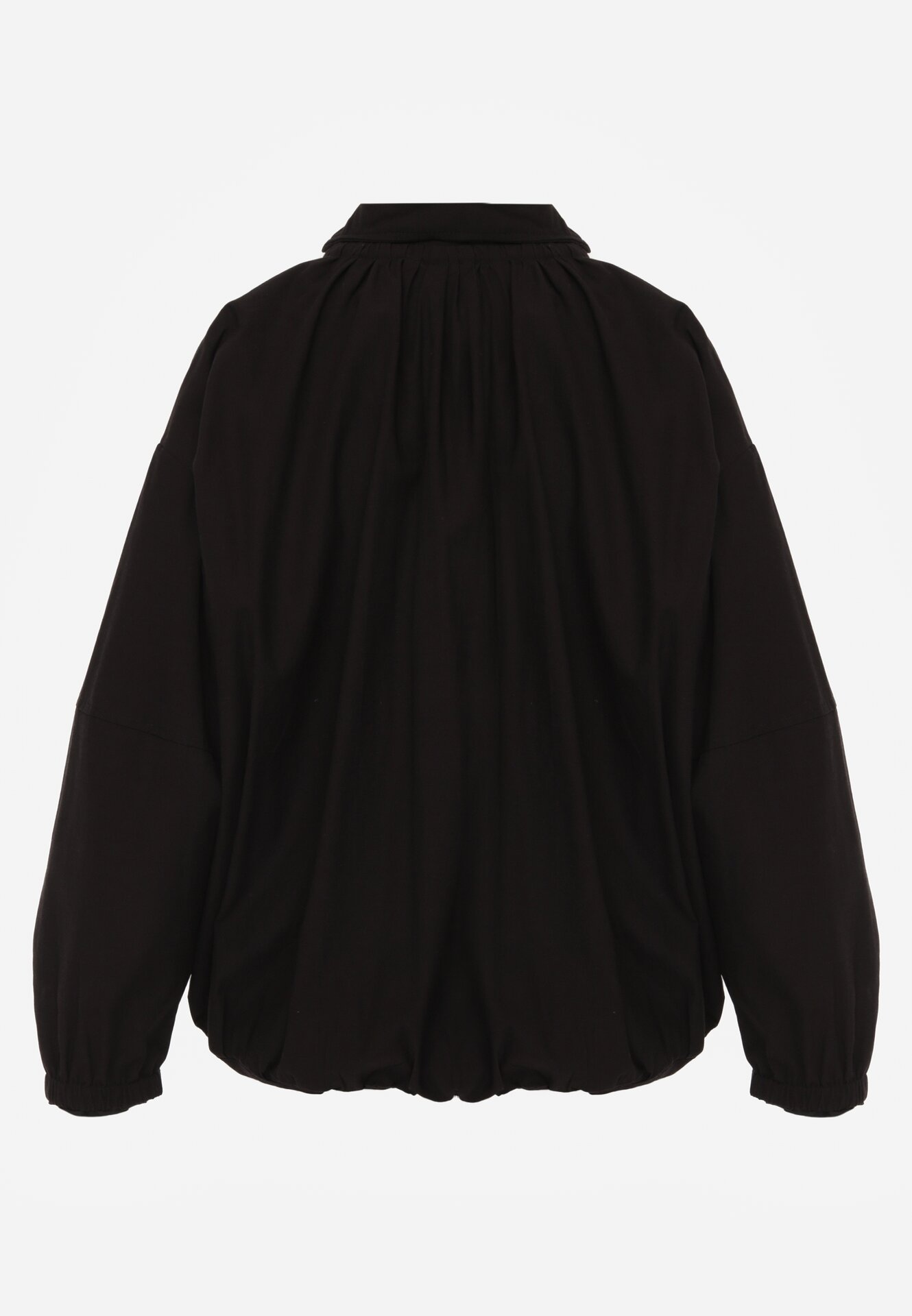 Czarna Przejściowa Kurtka Bombka Oversize z Bawełny i Wiskozy Effinue