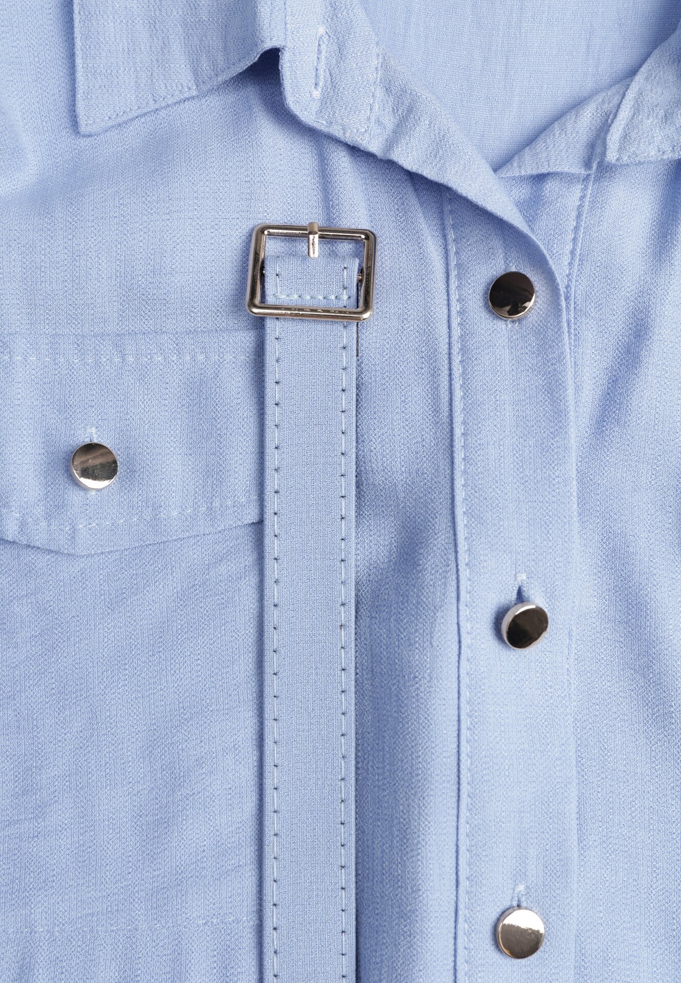 Niebieska Wiskozowa Sukienka Koszulowa z Paskiem Andranassa