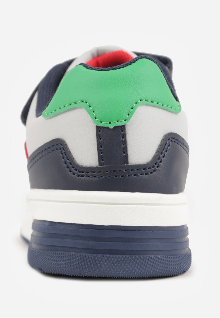 Granatowo-Zielone Buty Sportowe Sneakersy z Perforacją i Gwiazdą Pyrhessa