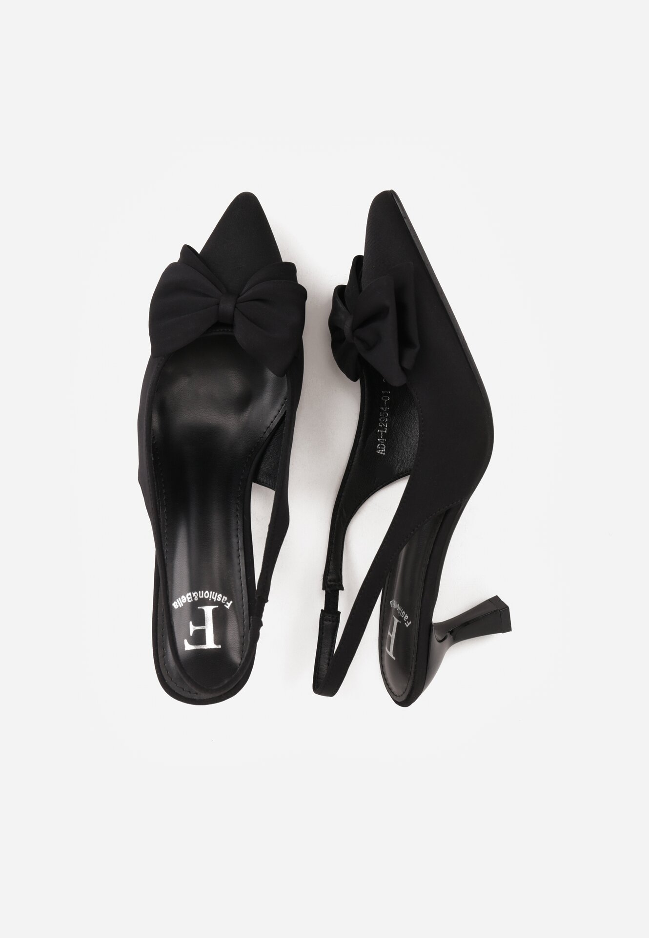 Czarne Sandały na Kaczuszce z Noskiem w Szpic z Kokardą Nepho