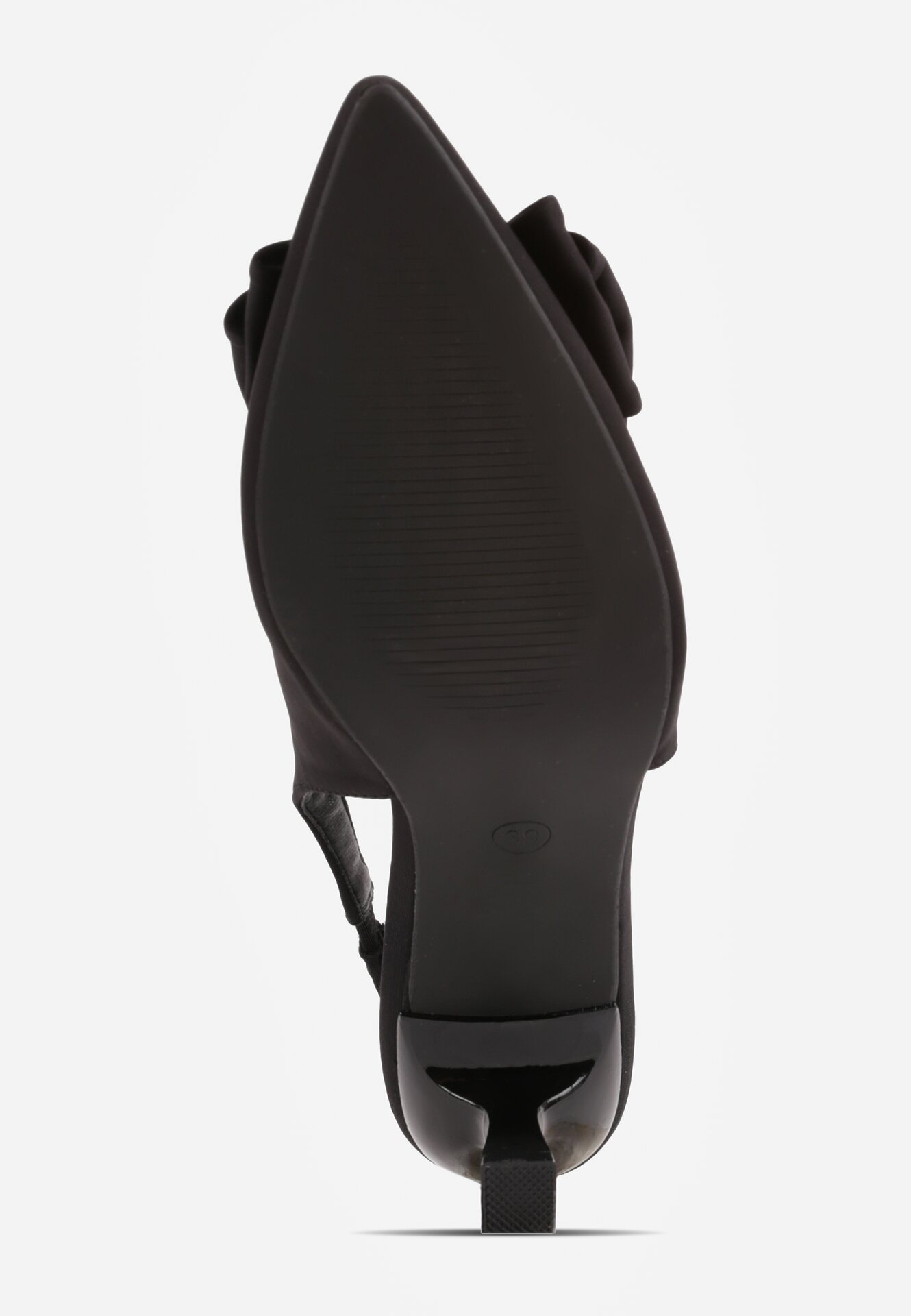 Czarne Sandały na Kaczuszce z Noskiem w Szpic z Kokardą Nepho