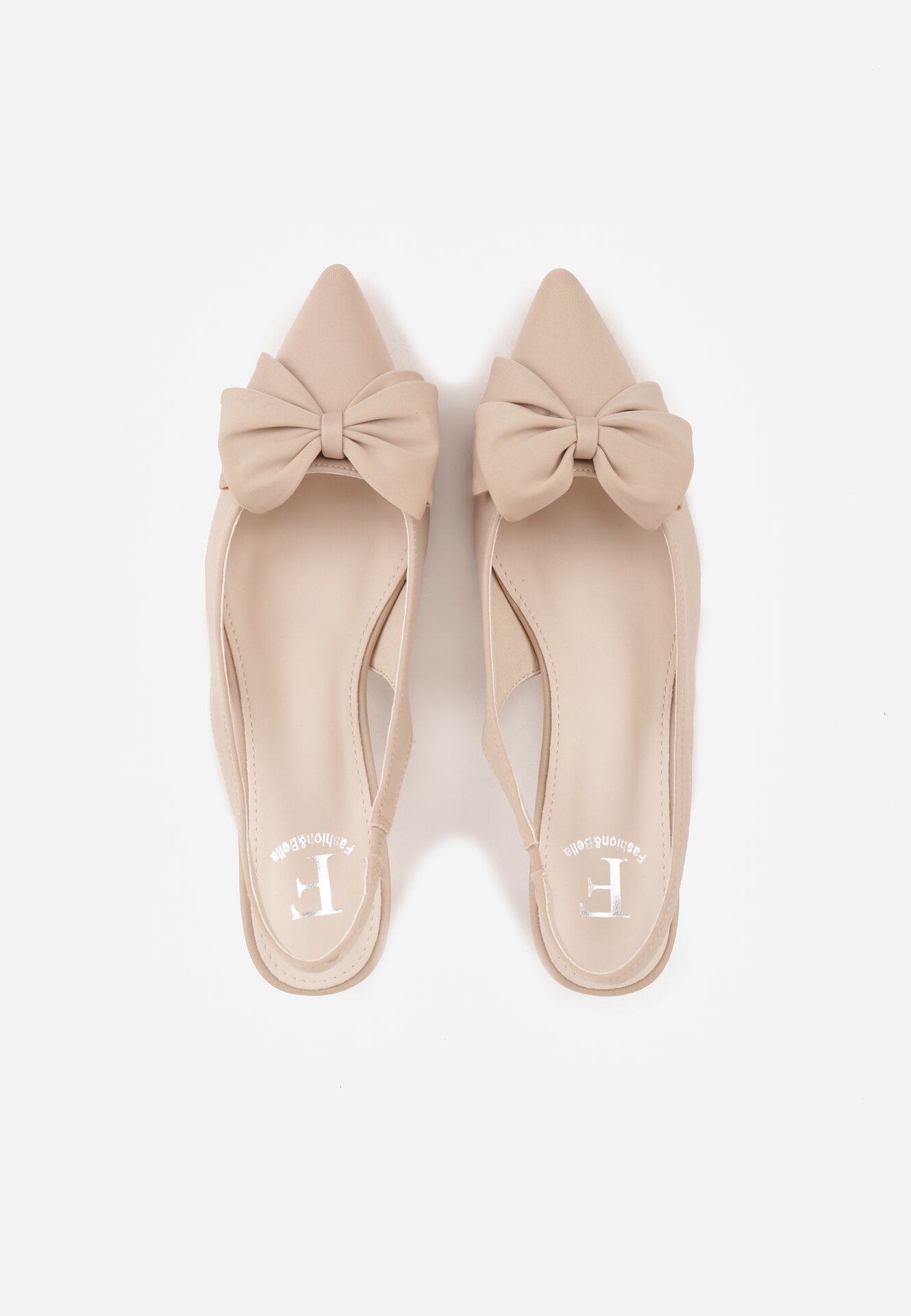 Beżowe Sandały na Kaczuszce z Noskiem w Szpic z Kokardą Nepho