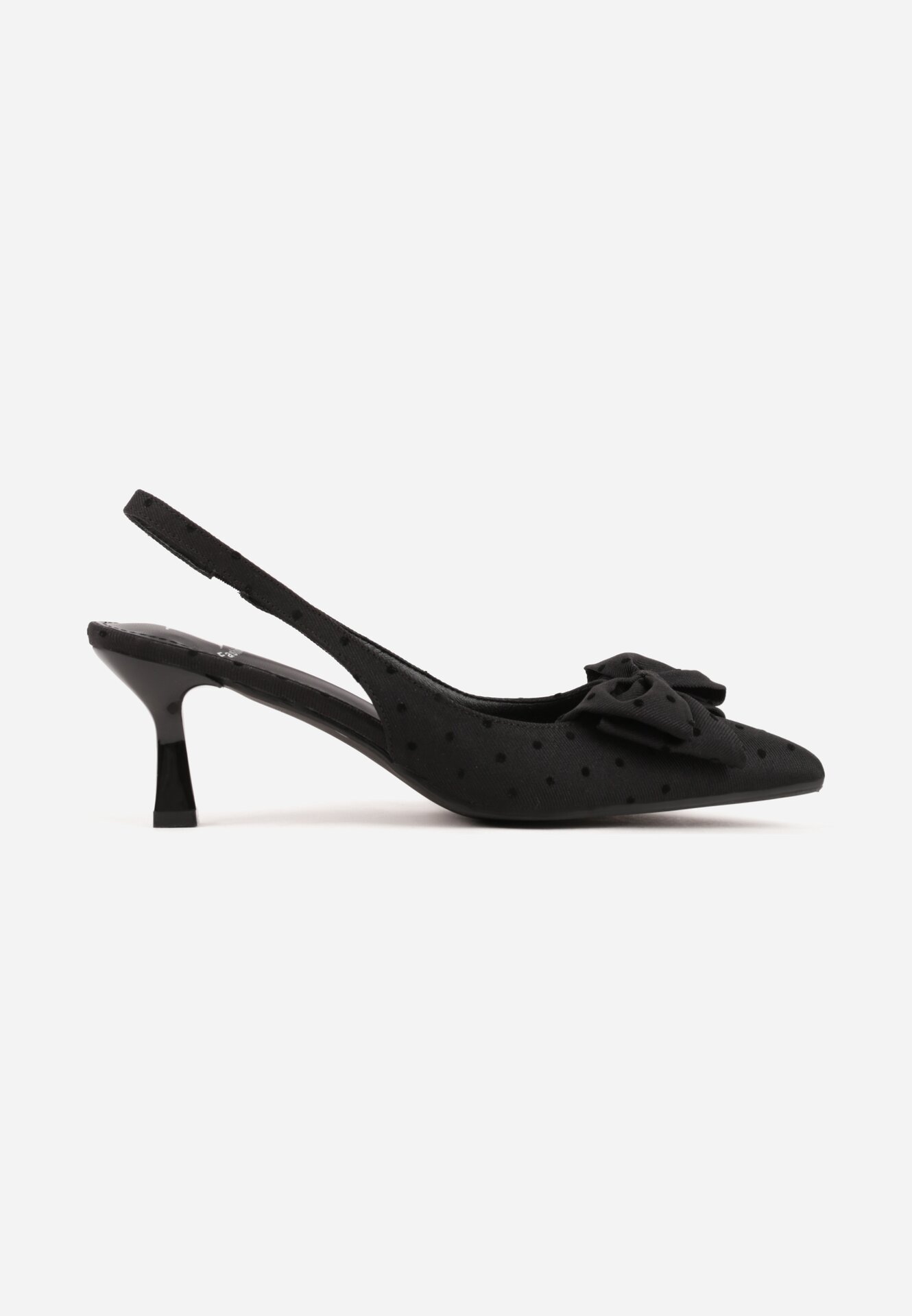 Czarne Sandały na Kaczuszce z Noskiem w Szpic z Kokardą Nephoo