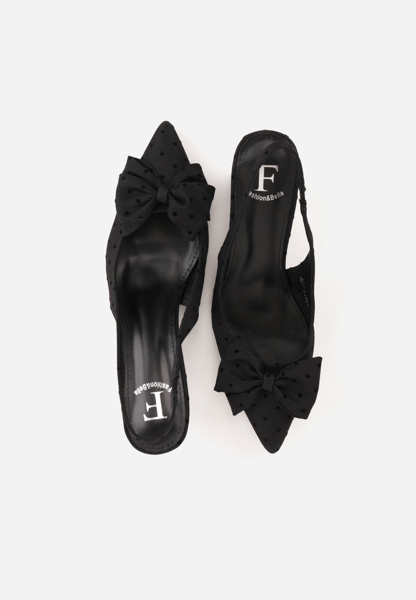 Czarne Sandały na Kaczuszce z Noskiem w Szpic z Kokardą Nephoo