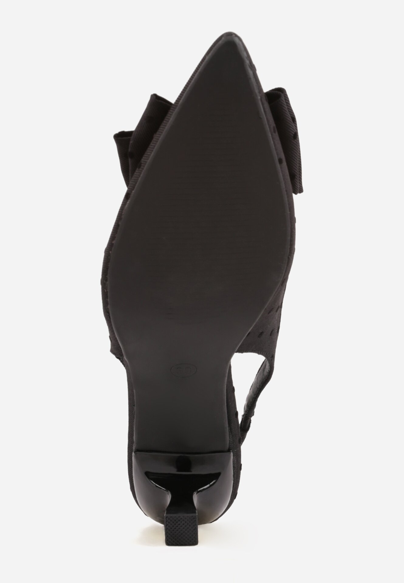 Czarne Sandały na Kaczuszce z Noskiem w Szpic z Kokardą Nephoo