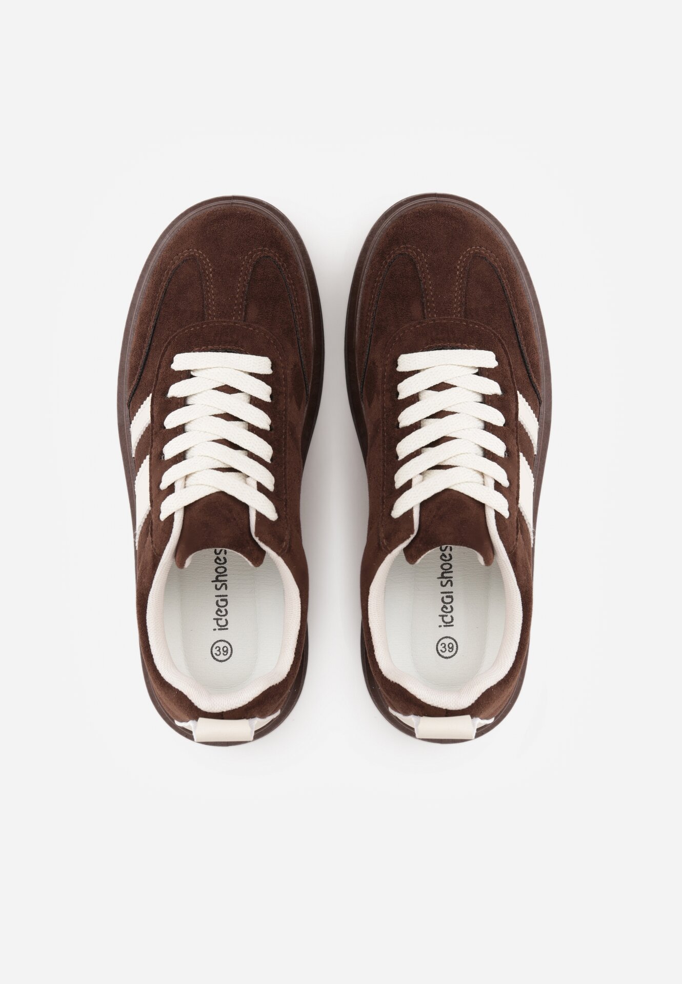 Brązowe Sneakersy Kultowe Tenisówki na Platformie z Koturnem Elisara