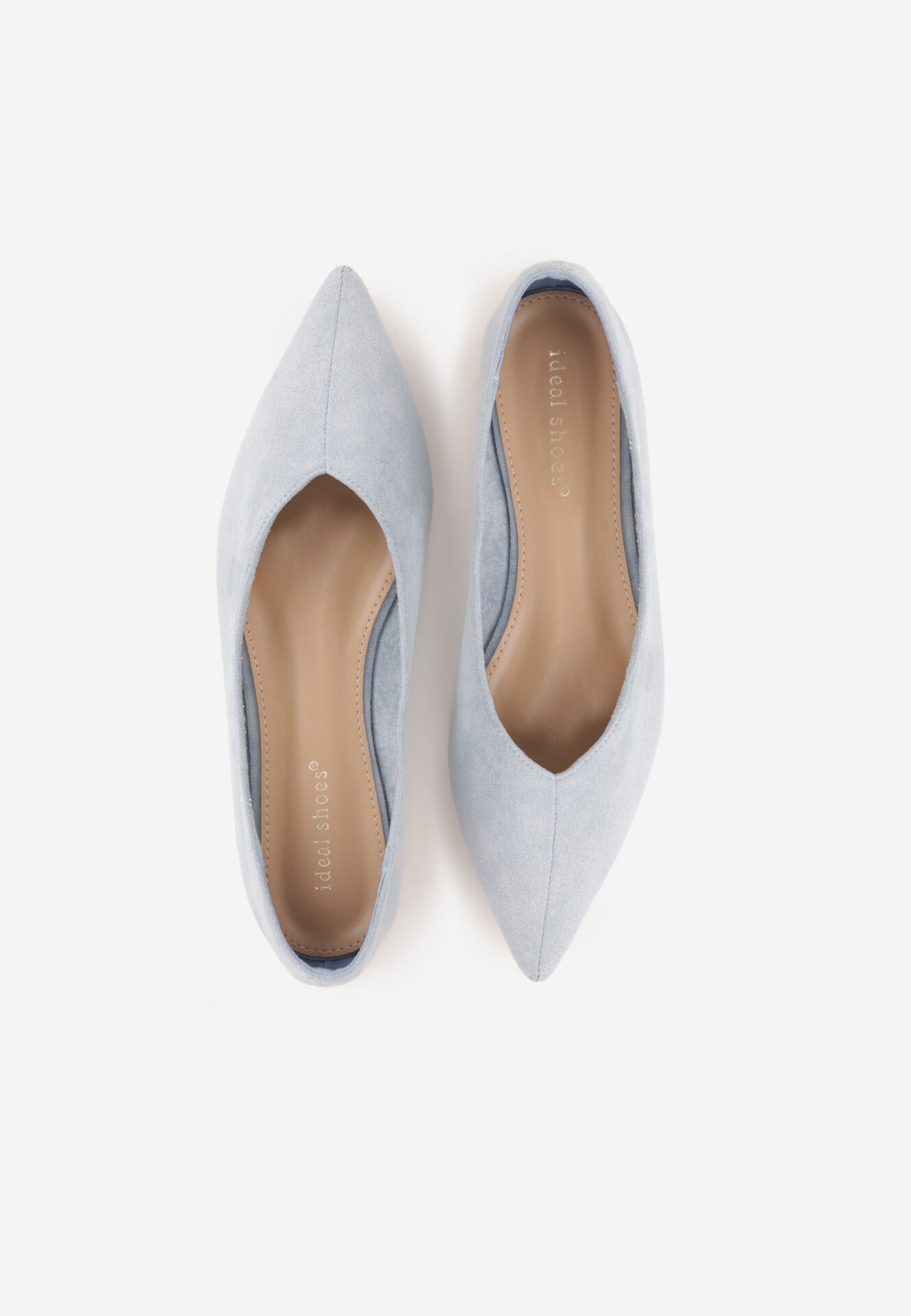 Niebieskie Balerinki z Imitacji Zamszu z Noskiem w Szpic Egynome