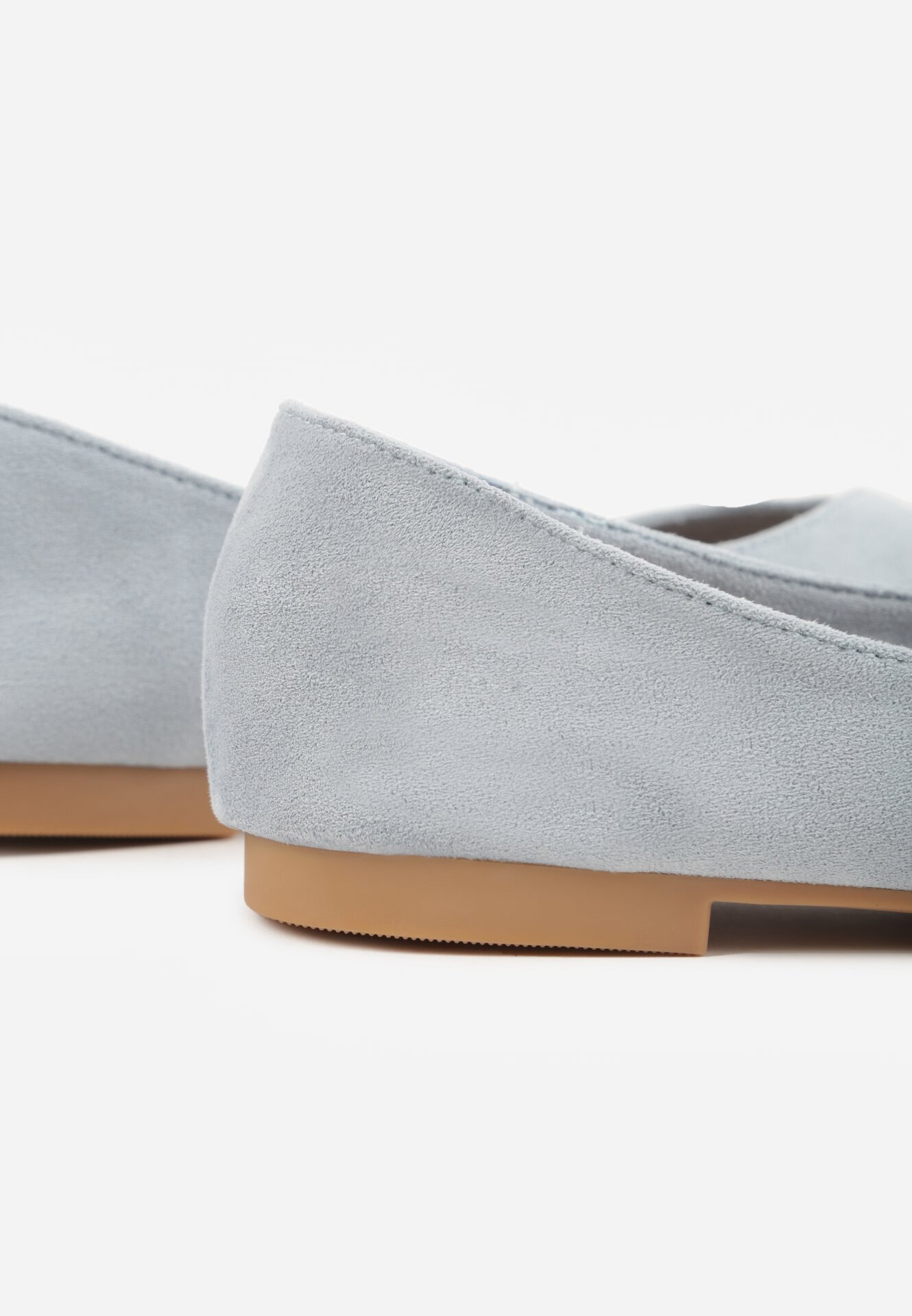 Niebieskie Balerinki z Imitacji Zamszu z Noskiem w Szpic Egynome