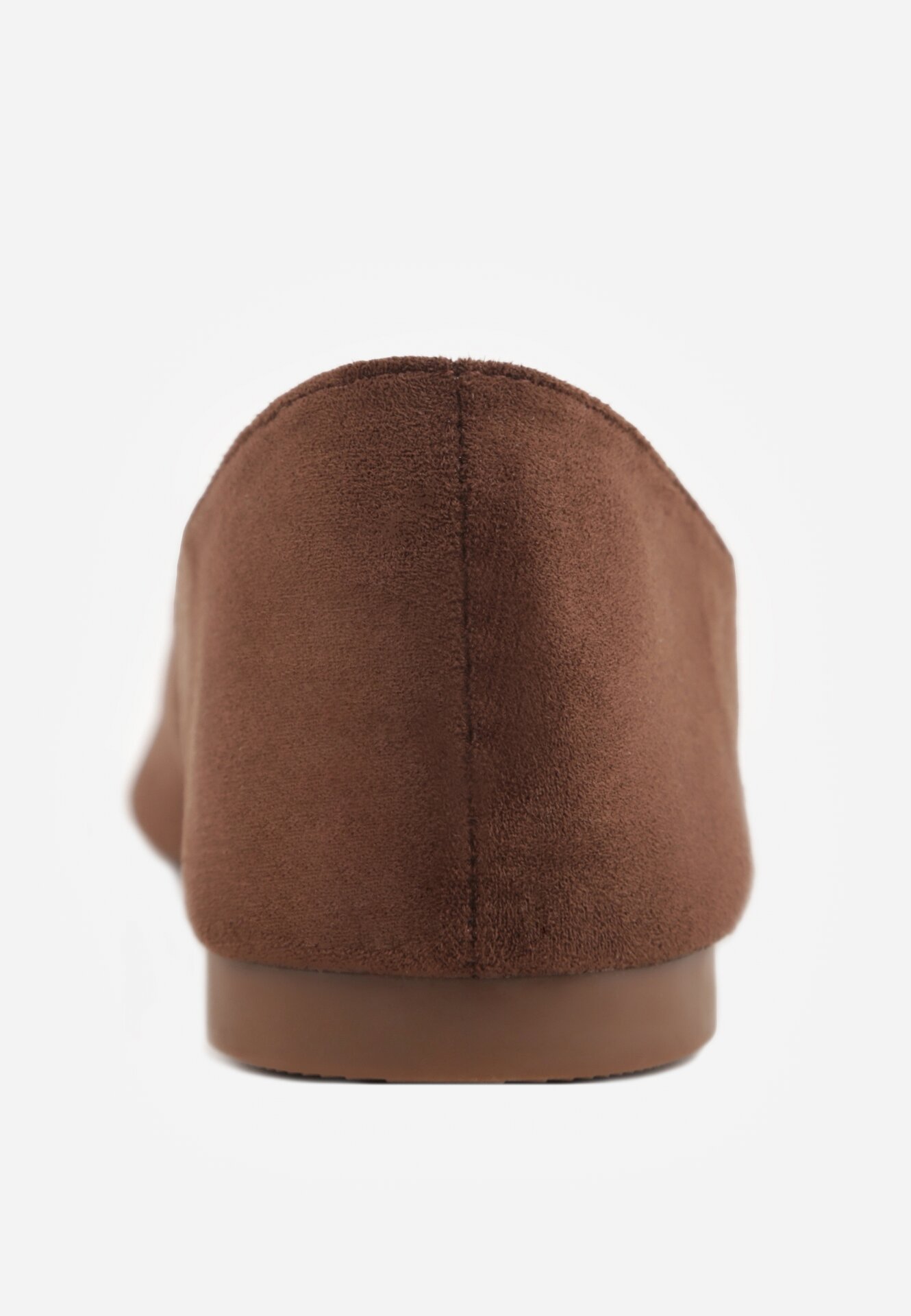 Brązowe Balerinki z Imitacji Zamszu z Noskiem w Szpic Egynome