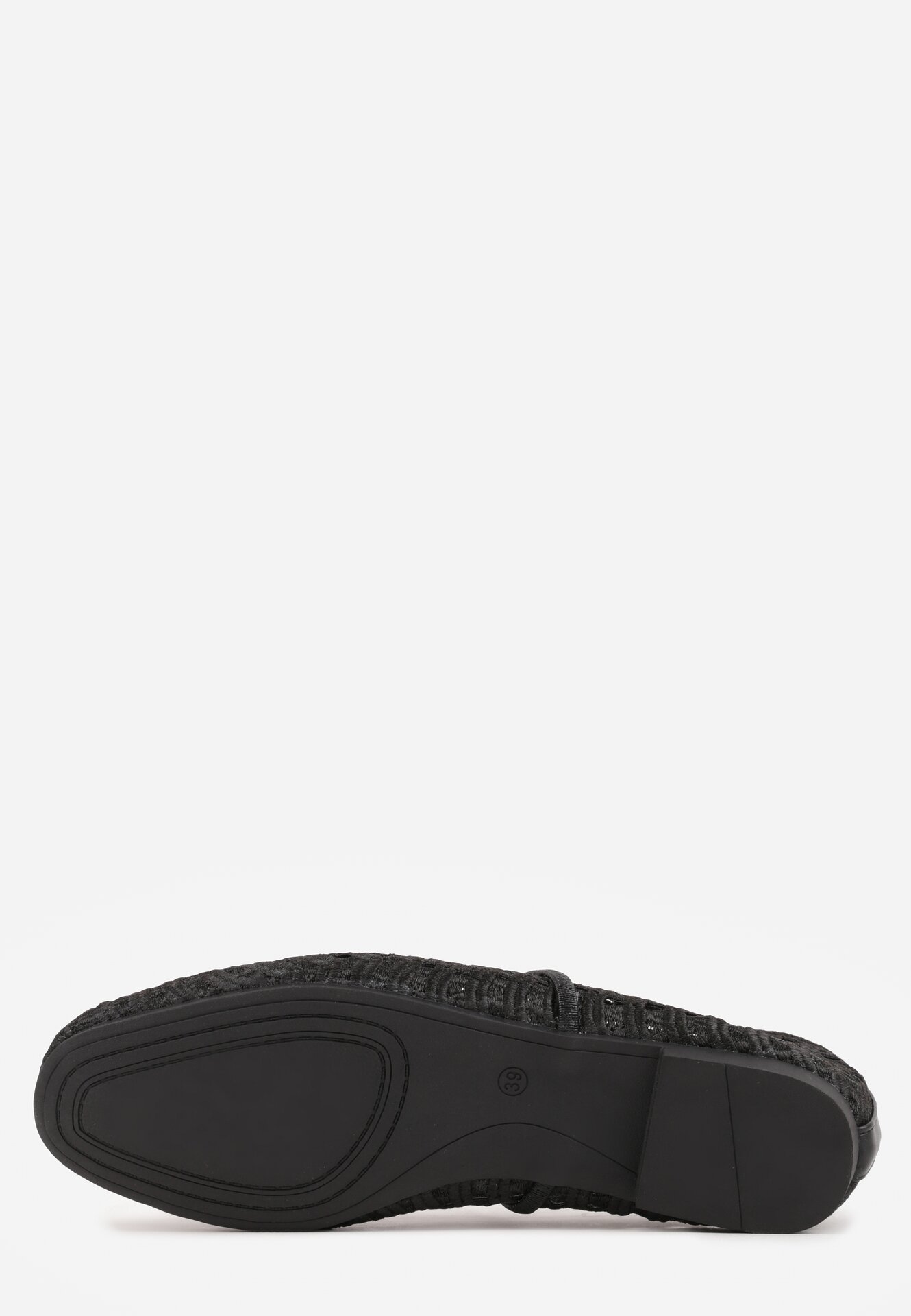 Czarne Ażurowe Balerinki z Imitacji Plecionki z Paskiem Naeraea