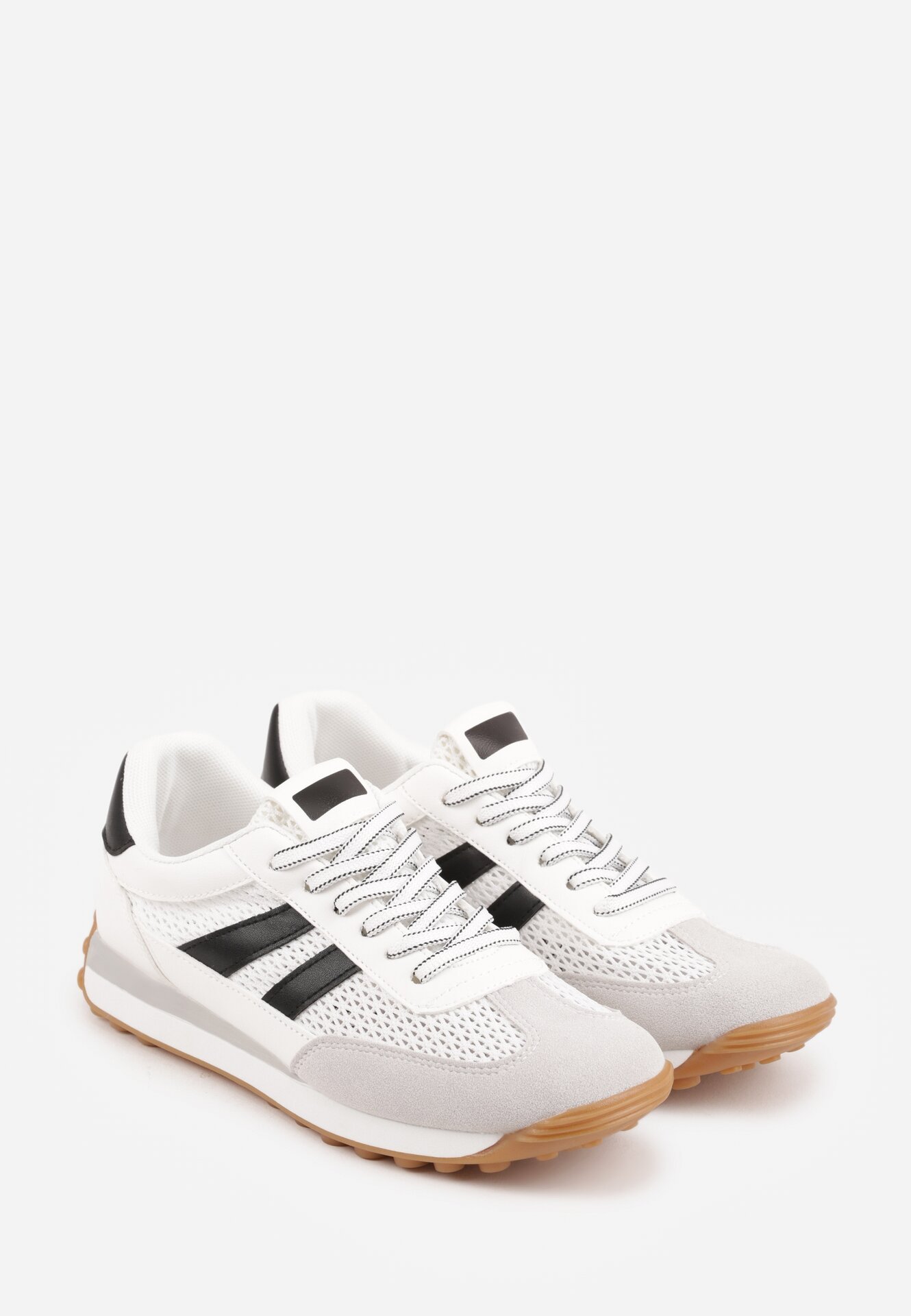 Białe Casualowe Sneakersy z Siateczkowymi Wstawkami Kassadina