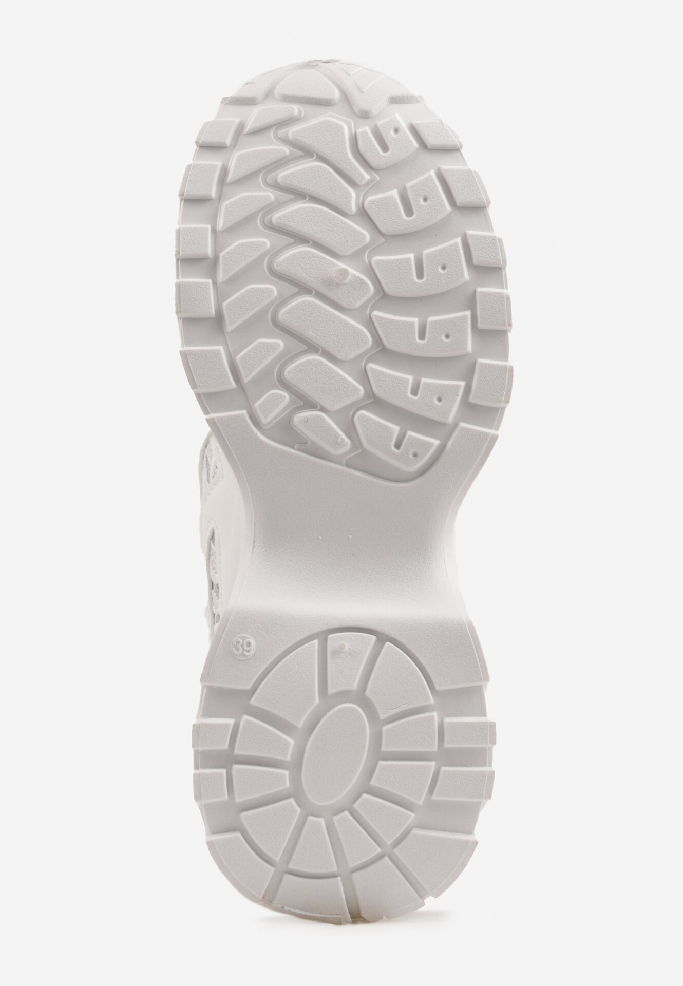 Białe Sneakersy na Grubej Podeszwie z Koronkowymi Wstawkami i Cyrkoniami Sephialle