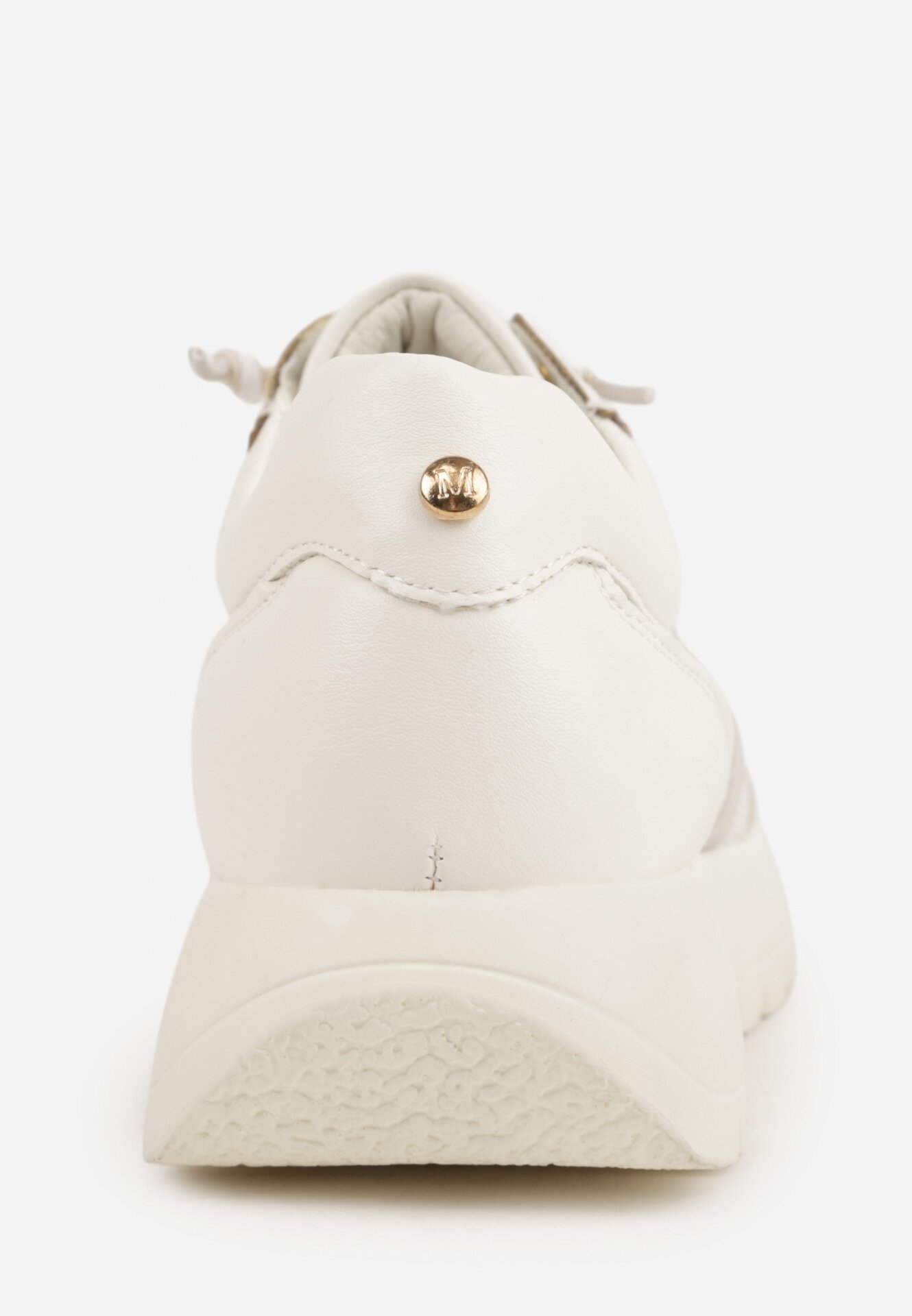 Białe Sneakersy na Grubej Podeszwie ze Skórzaną Wkładką i Napisem Airarge