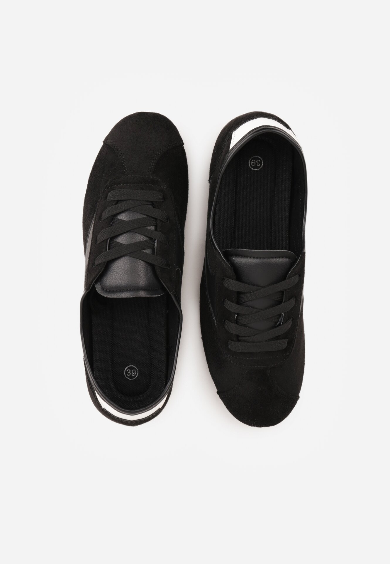 Czarne Sneakersy z Imitacji Zamszu w Stylu Kultowych Tenisówek Aelliana