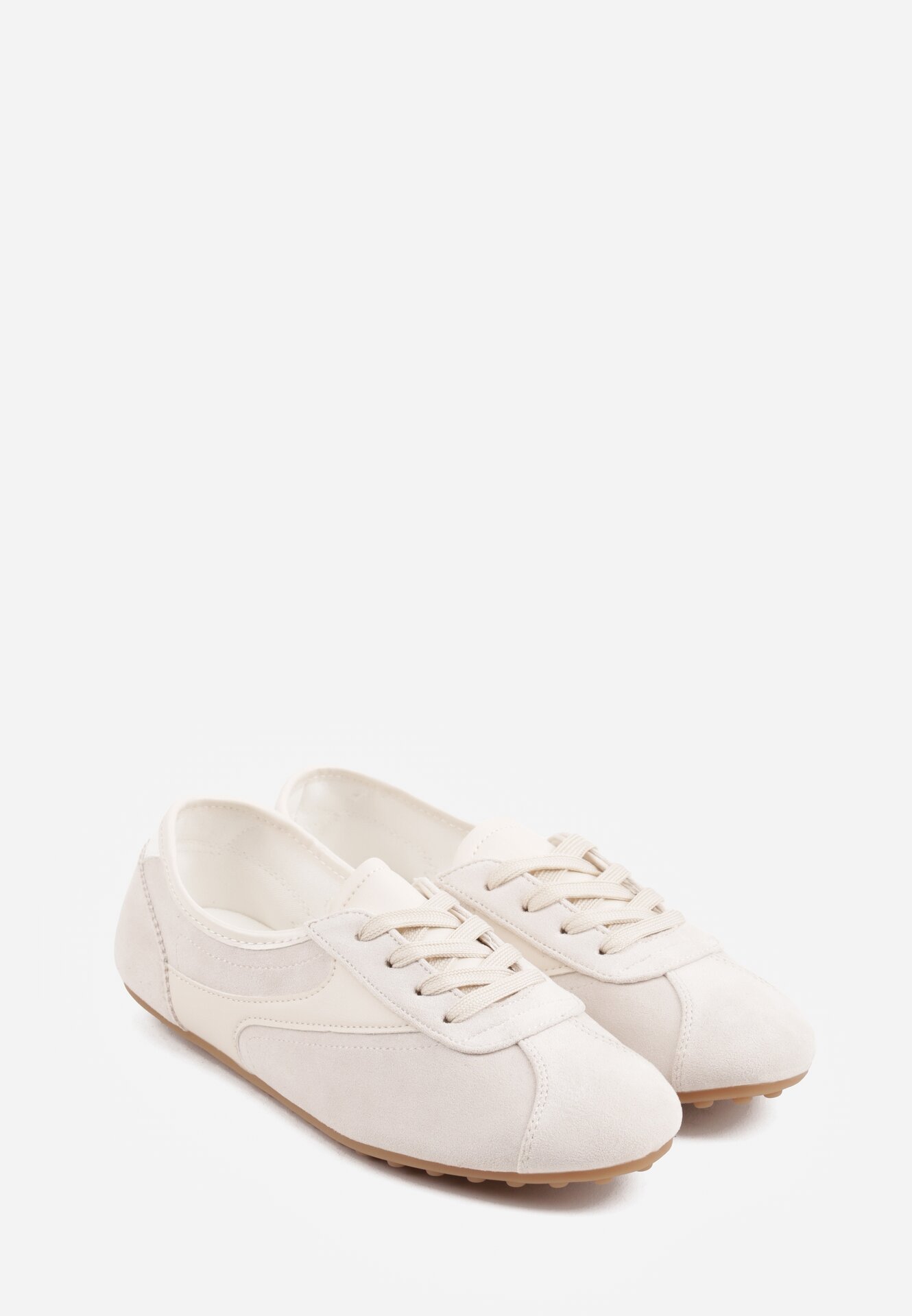 Beżowe Sneakersy z Imitacji Zamszu w Stylu Kultowych Tenisówek Aelliana