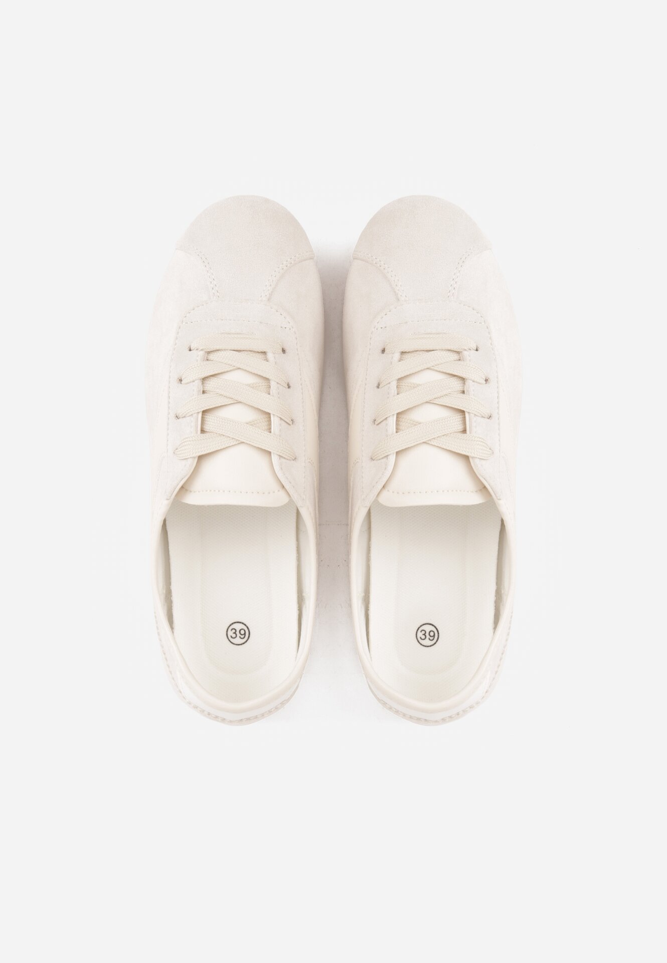 Beżowe Sneakersy z Imitacji Zamszu w Stylu Kultowych Tenisówek Aelliana