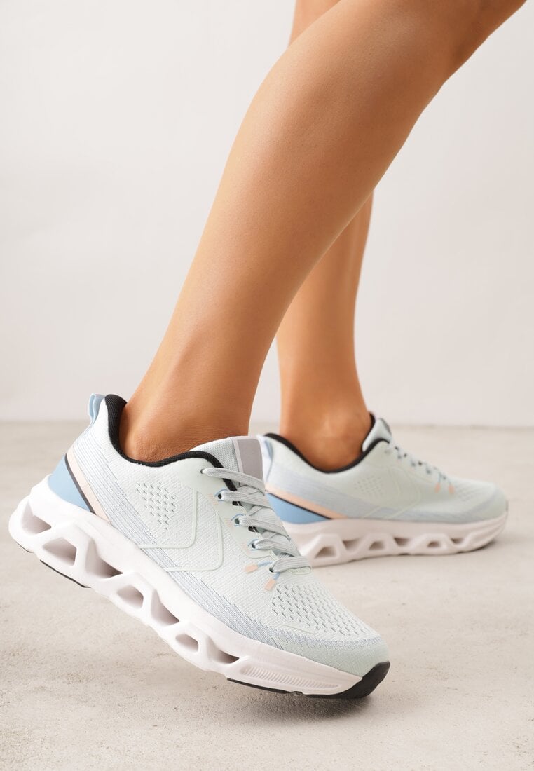 Niebieskie Sneakersy na Grubej Geometrycznej Podeszwie Alexusa