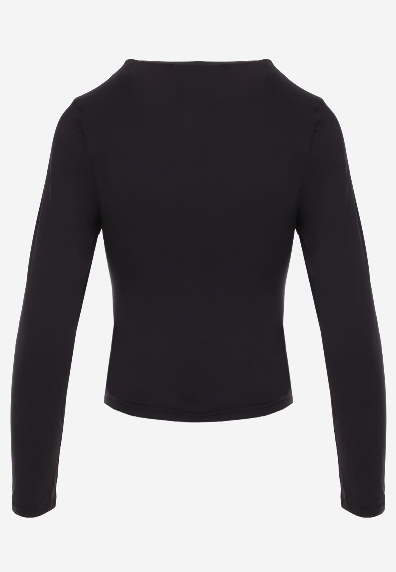 Czarna Gładka Bluzka z Długim Rękawem z Bawełną Moaneta