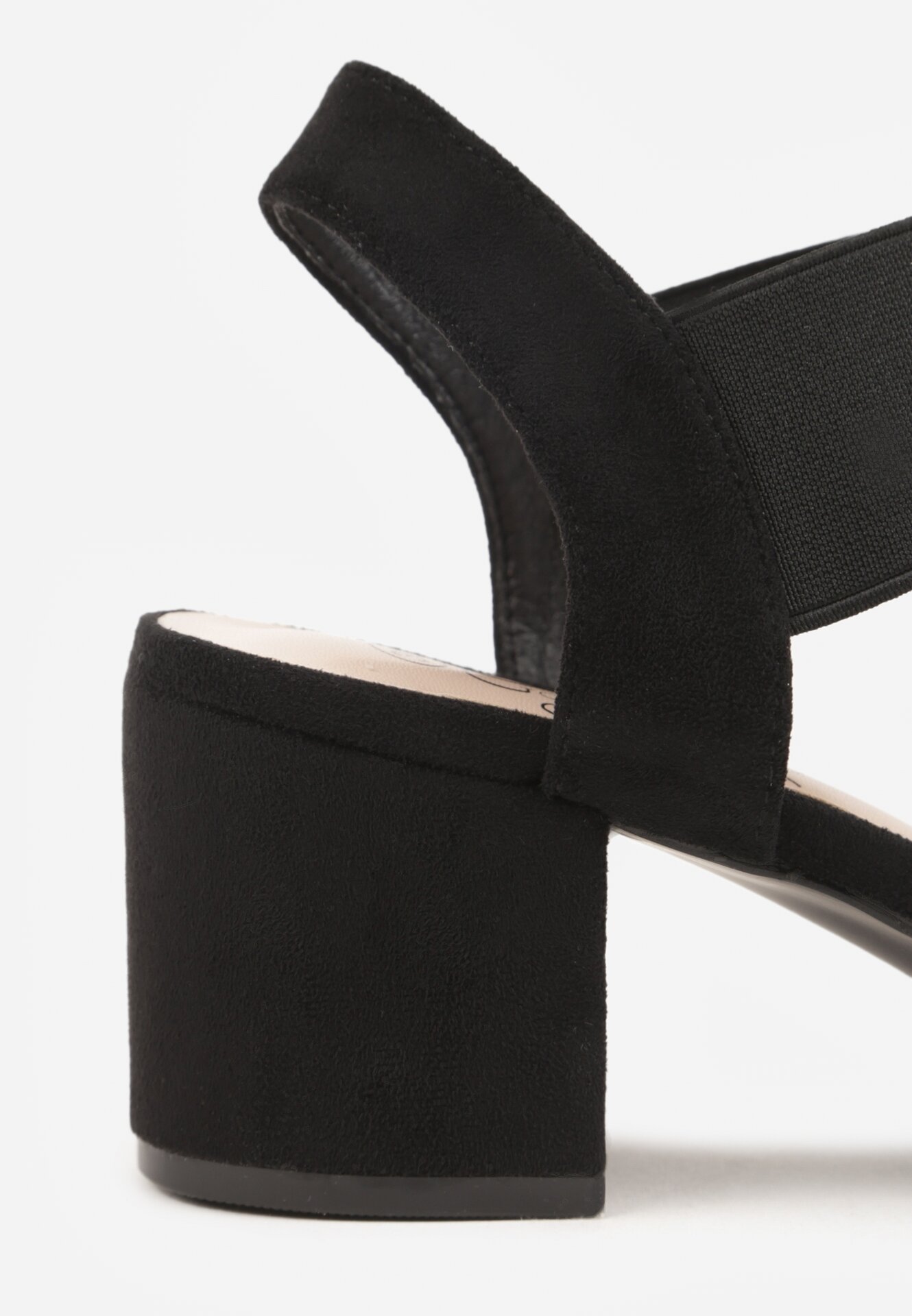 Czarne Sandały z Imitacji Zamszu na Słupku Ianolis