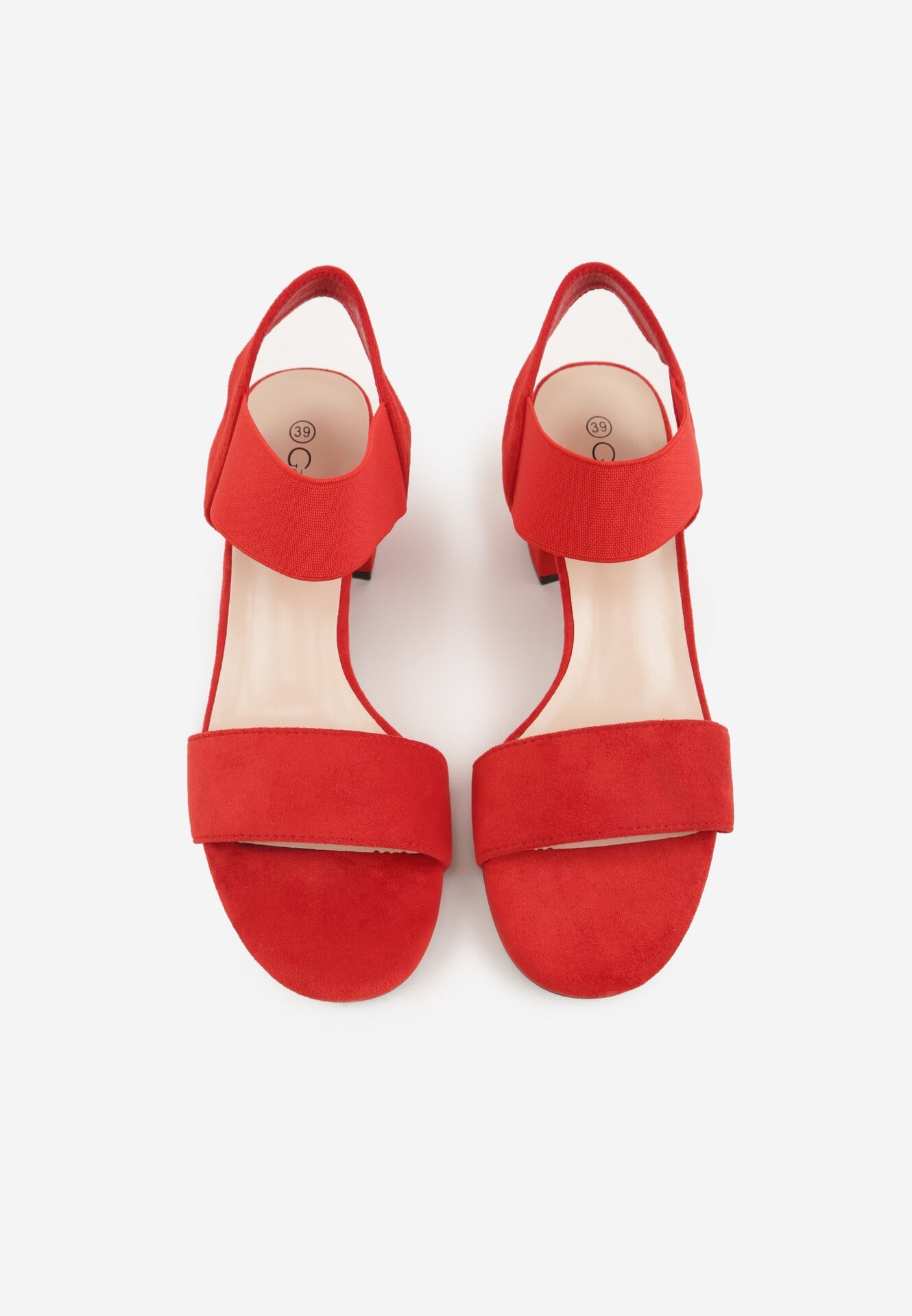 Czerwone Sandały z Imitacji Zamszu na Słupku Ianolis