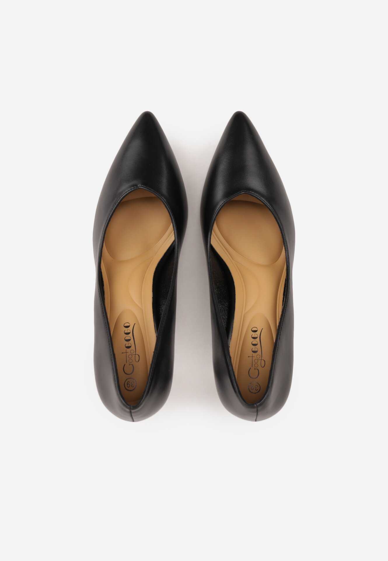 Czarne Czółenka na Szpilce o Stożkowym Kształcie Kowena