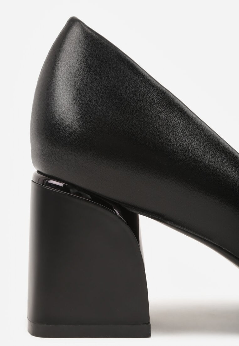 Czarne Czółenka na Geometrycznym Obcasie Oriphishis