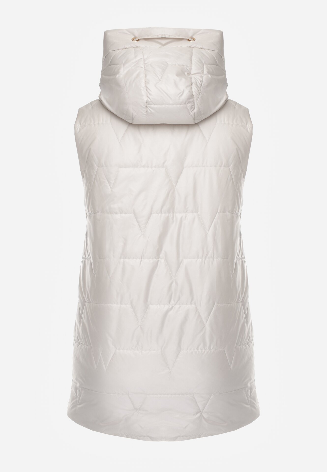 Jasnoszara Kamizelka z Nieodpinanym Kapturem i Geometrycznym Pikowaniem Kalousa