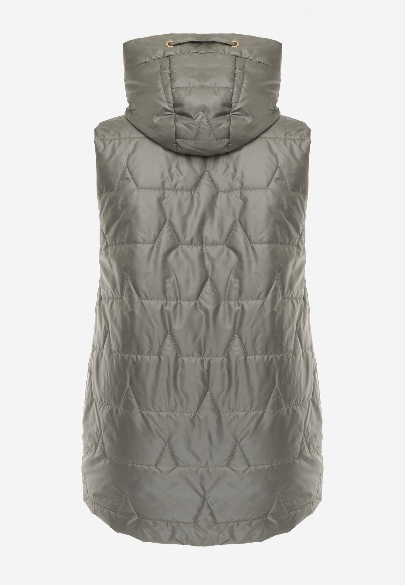 Zielona Kamizelka z Nieodpinanym Kapturem i Geometrycznym Pikowaniem Kalousa