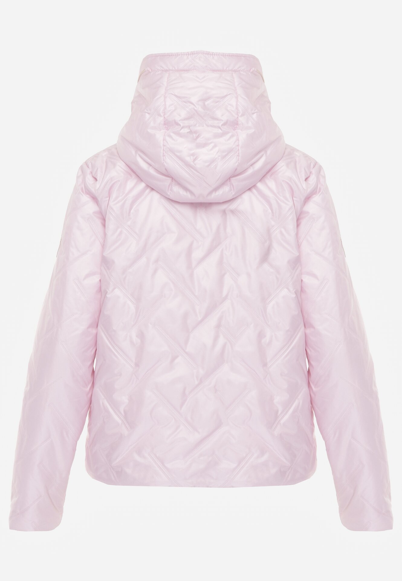 Różowa Kurtka Pikowana z Nieodpinanym Kapturem i Aplikacją na Rękawie Endora