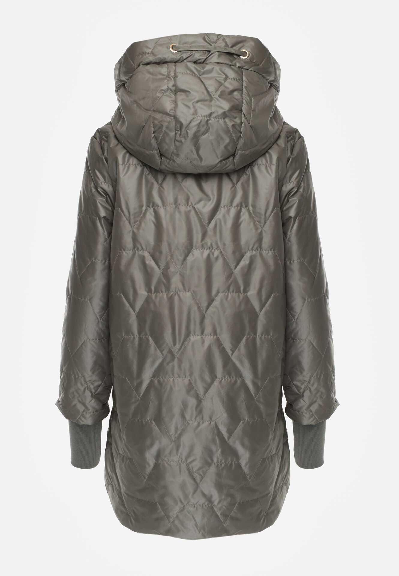 Zielona Pikowana Kurtka Przejściowa z Kapturem i Bocznymi Suwakami Mado