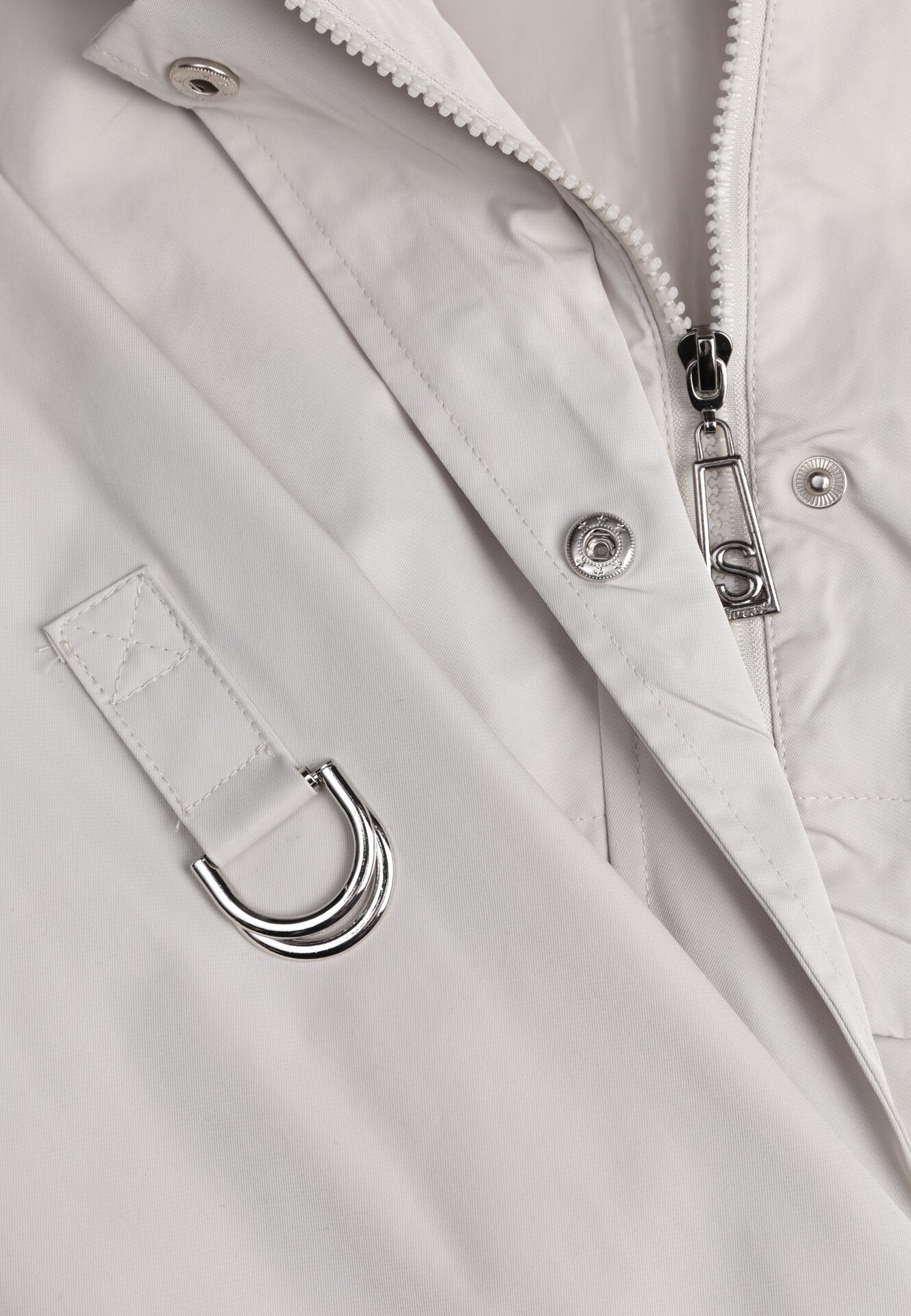 Beżowa Kurtka w Stylu Parki z Odpinanym Kapturem i Sznurkami Enang