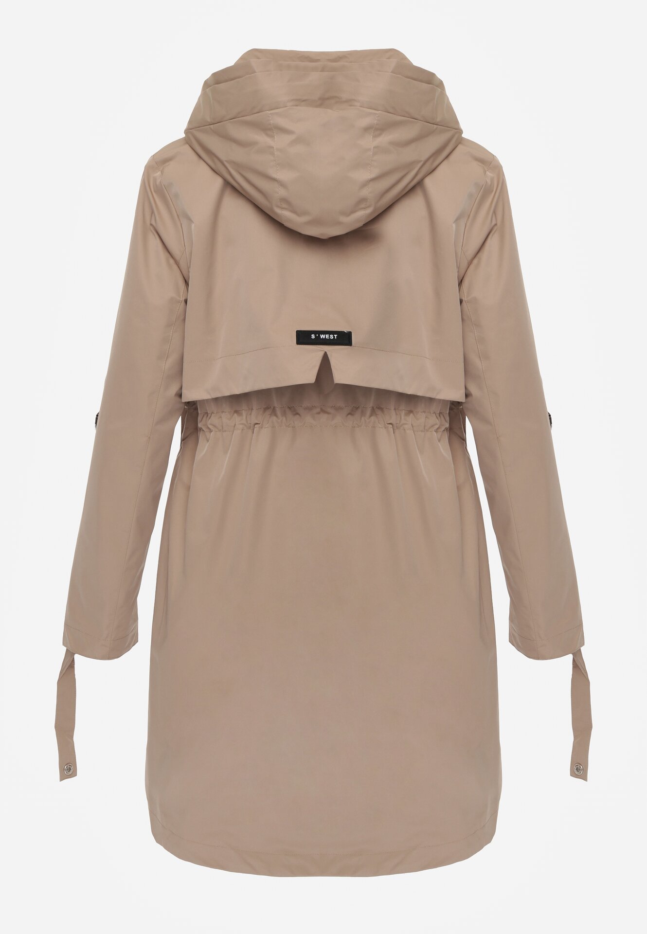 Brązowa Kurtka w Stylu Parki z Odpinanym Kapturem i Sznurkami Enang