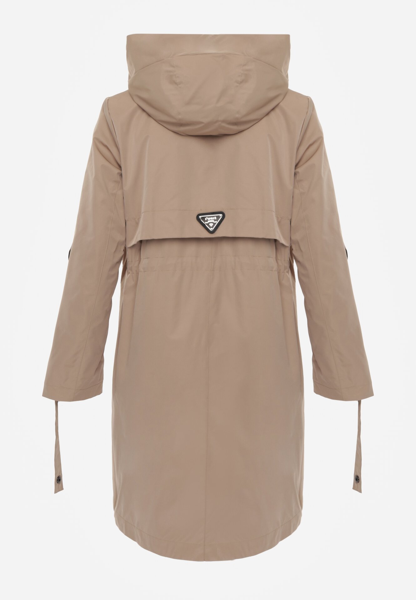 Brązowa Przejściowa Kurtka Parka z Kapturem i Podwijanymi Rękawami Tinarose
