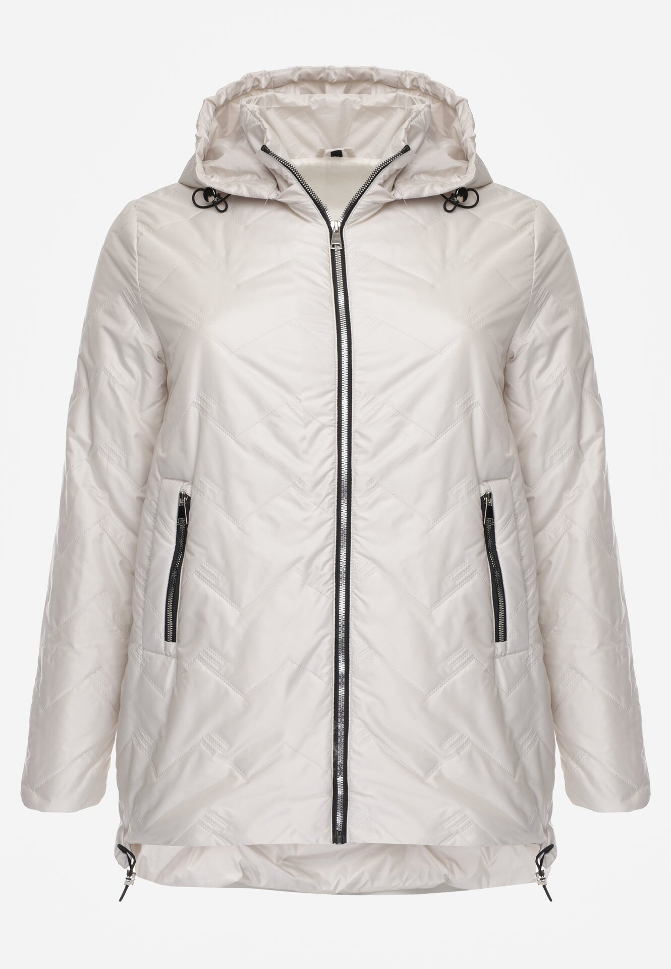 Jasnoszara Przejściolwa Pikowana Kurtka z Odpinanym Kapturem Nevistta