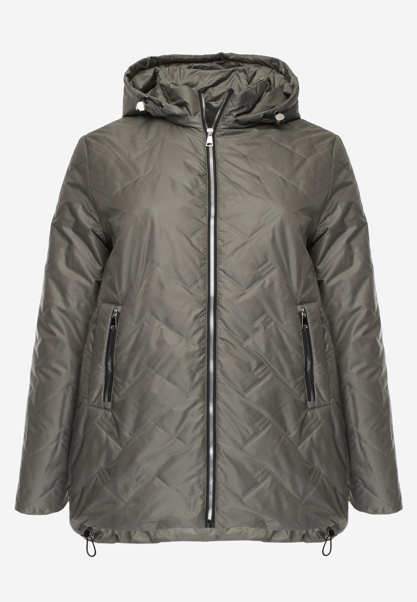 Zielona Przejściolwa Pikowana Kurtka z Odpinanym Kapturem Nevistta