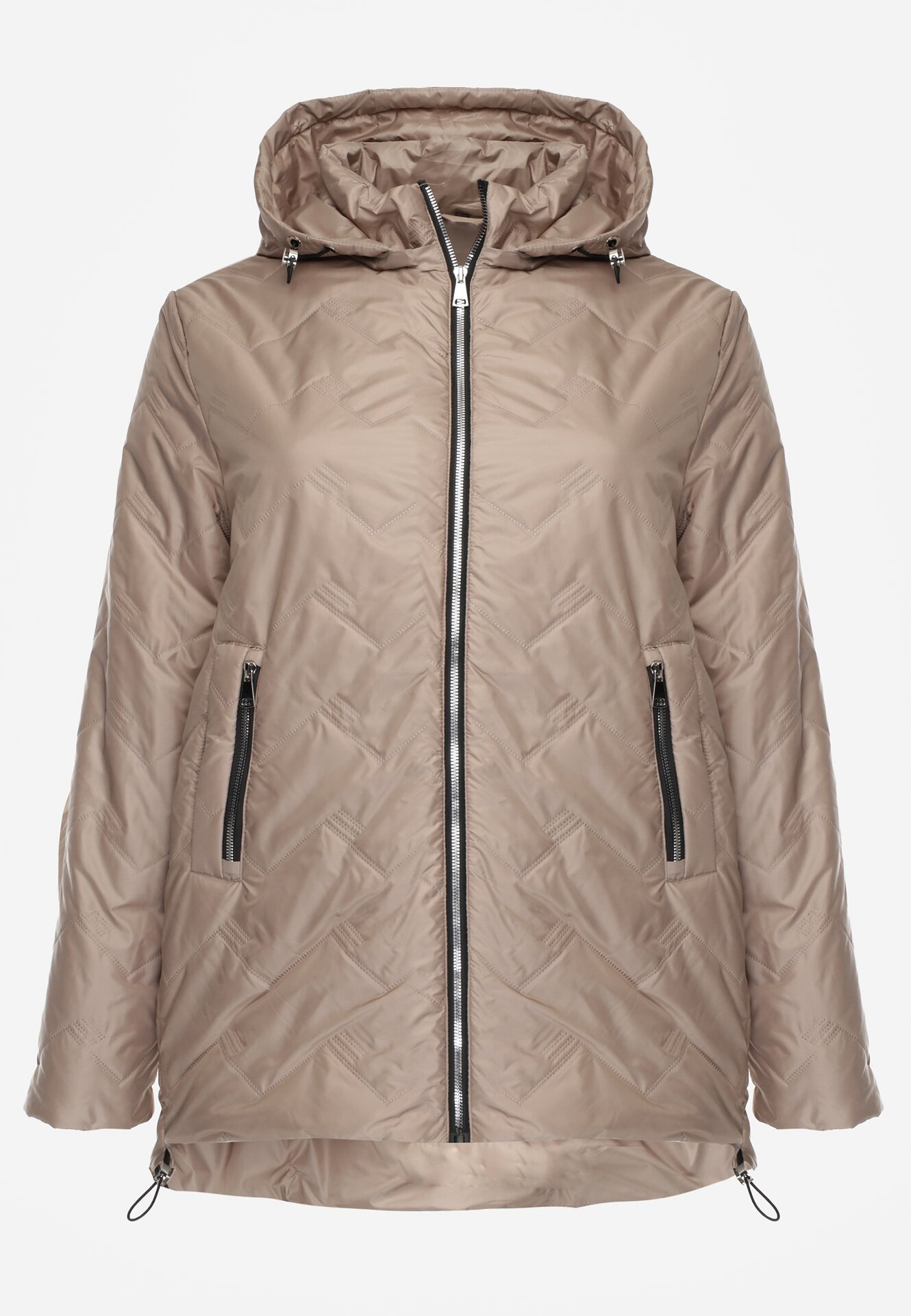 Brązowa Przejściolwa Pikowana Kurtka z Odpinanym Kapturem Nevistta