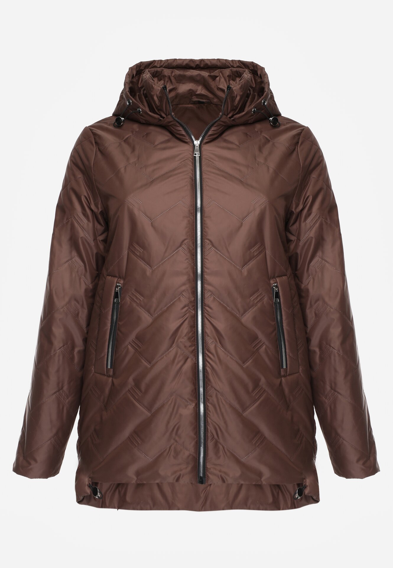 Brązowa Przejściolwa Pikowana Kurtka z Odpinanym Kapturem Nevistta