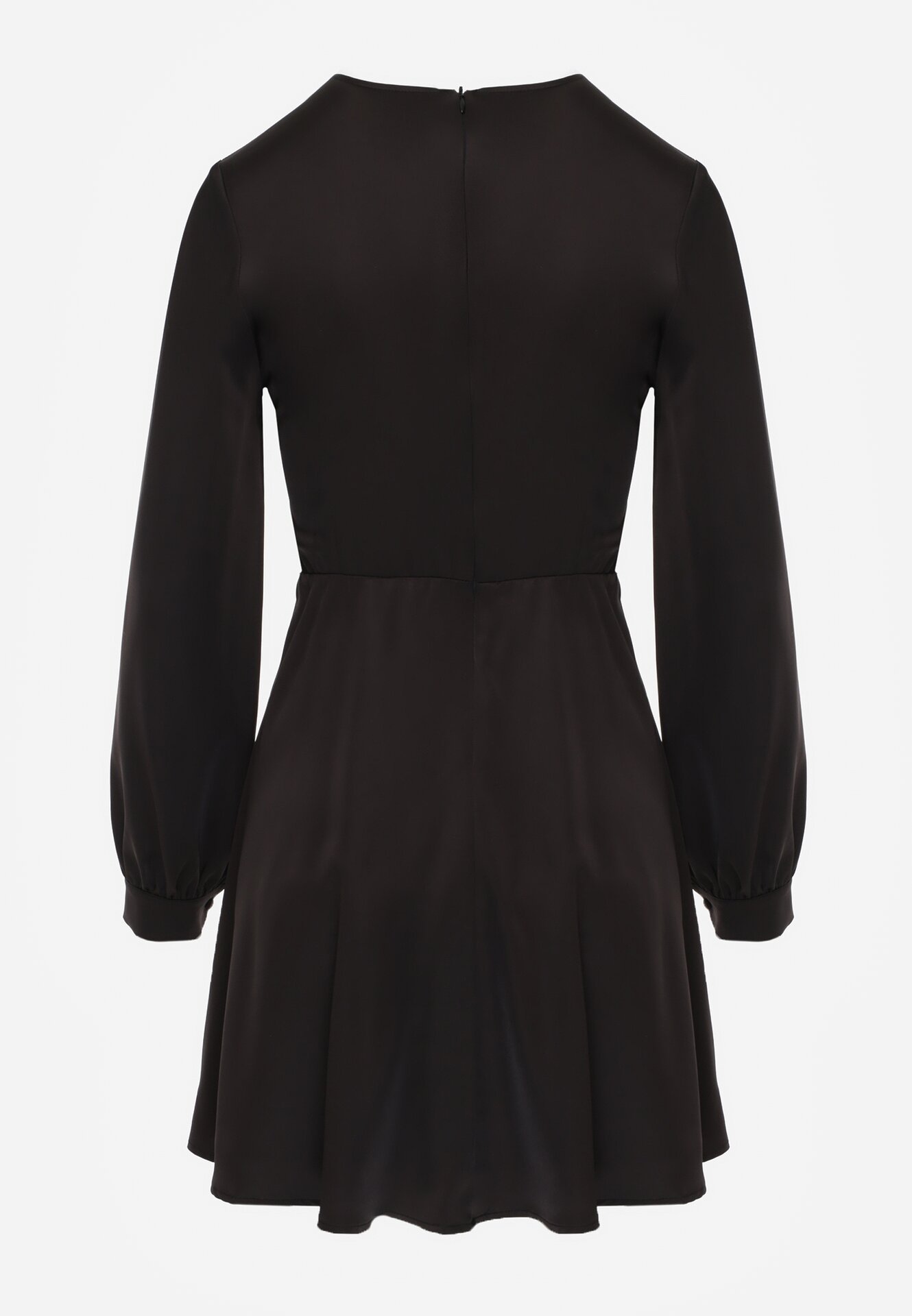 Czarna Satynowa Sukienka VICES z Bawełny o Kopertowym Kroju Glanita