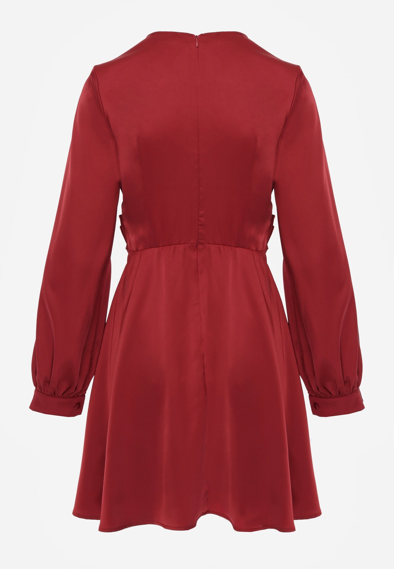 Czerwona Satynowa Sukienka VICES z Bawełny o Kopertowym Kroju Glanita