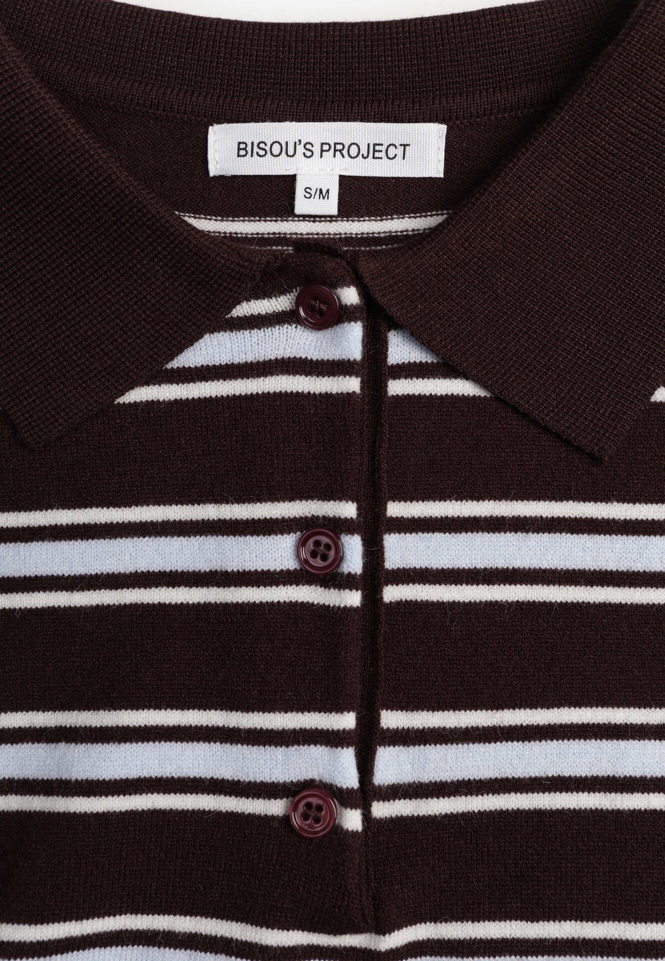 Brązowy Sweter w Paski z Kołnierzykiem z Wiskozą Minkalia