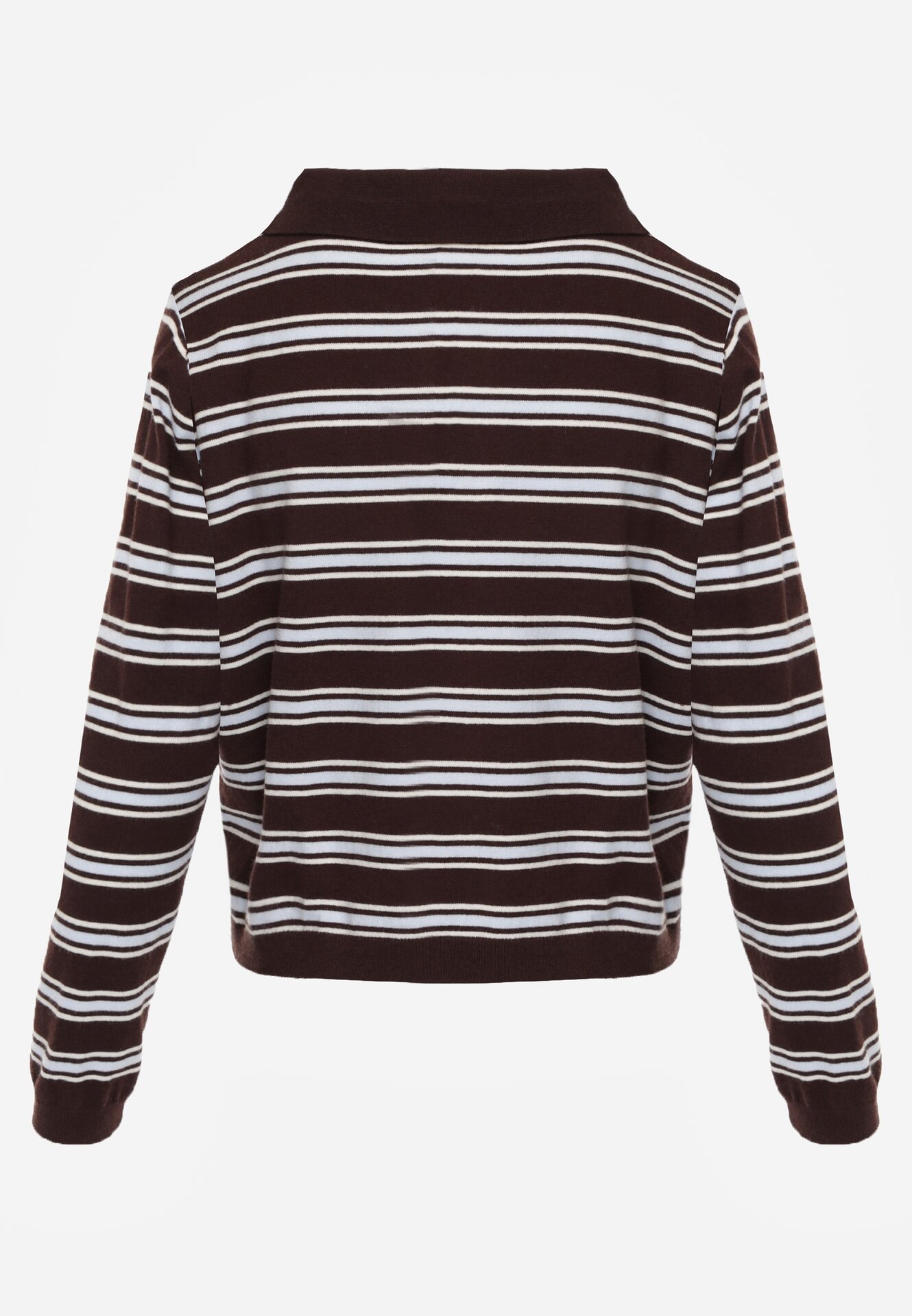 Brązowy Sweter w Paski z Kołnierzykiem z Wiskozą Minkalia