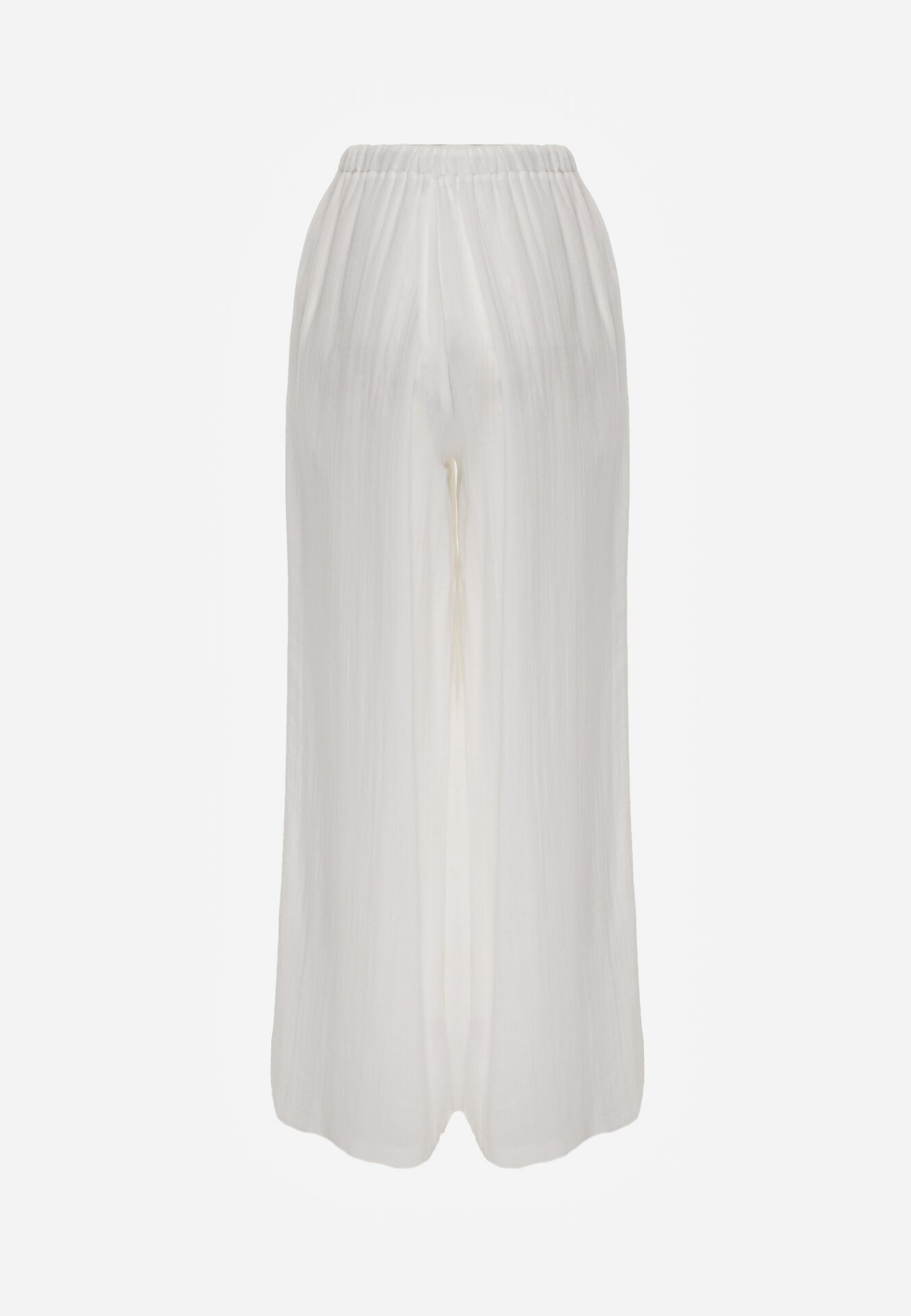 Białe Wiskozowe Spodnie z Szeroką Nogawką i Wiązaniem w Talii Terisanna