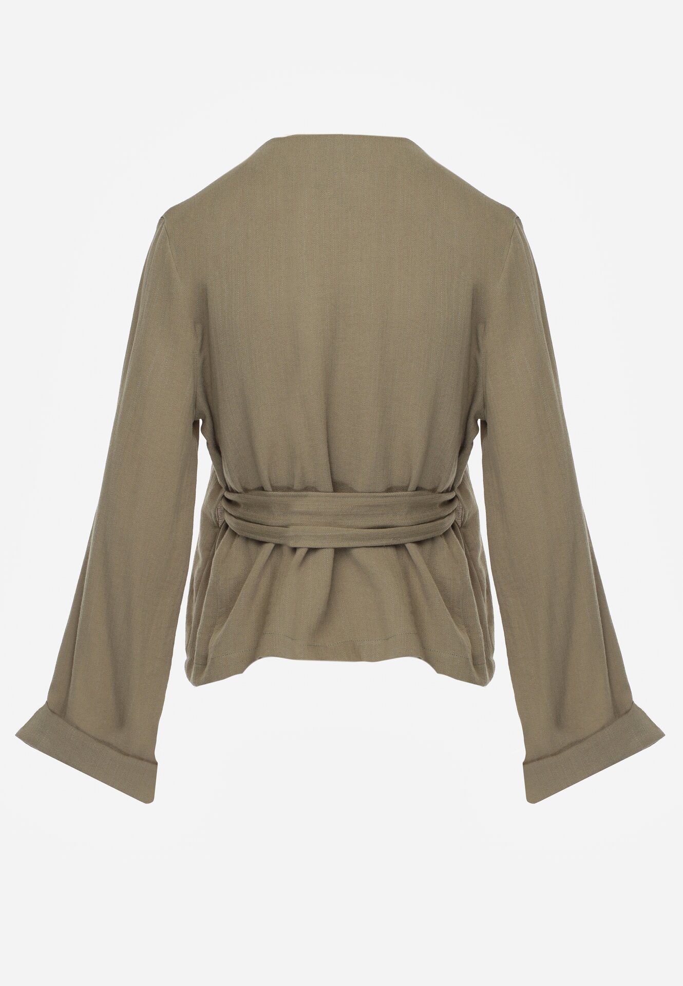 Zielona Kopertowa Bluzka z Wiskozy Ozdobiona Wiązaniem Velanitte