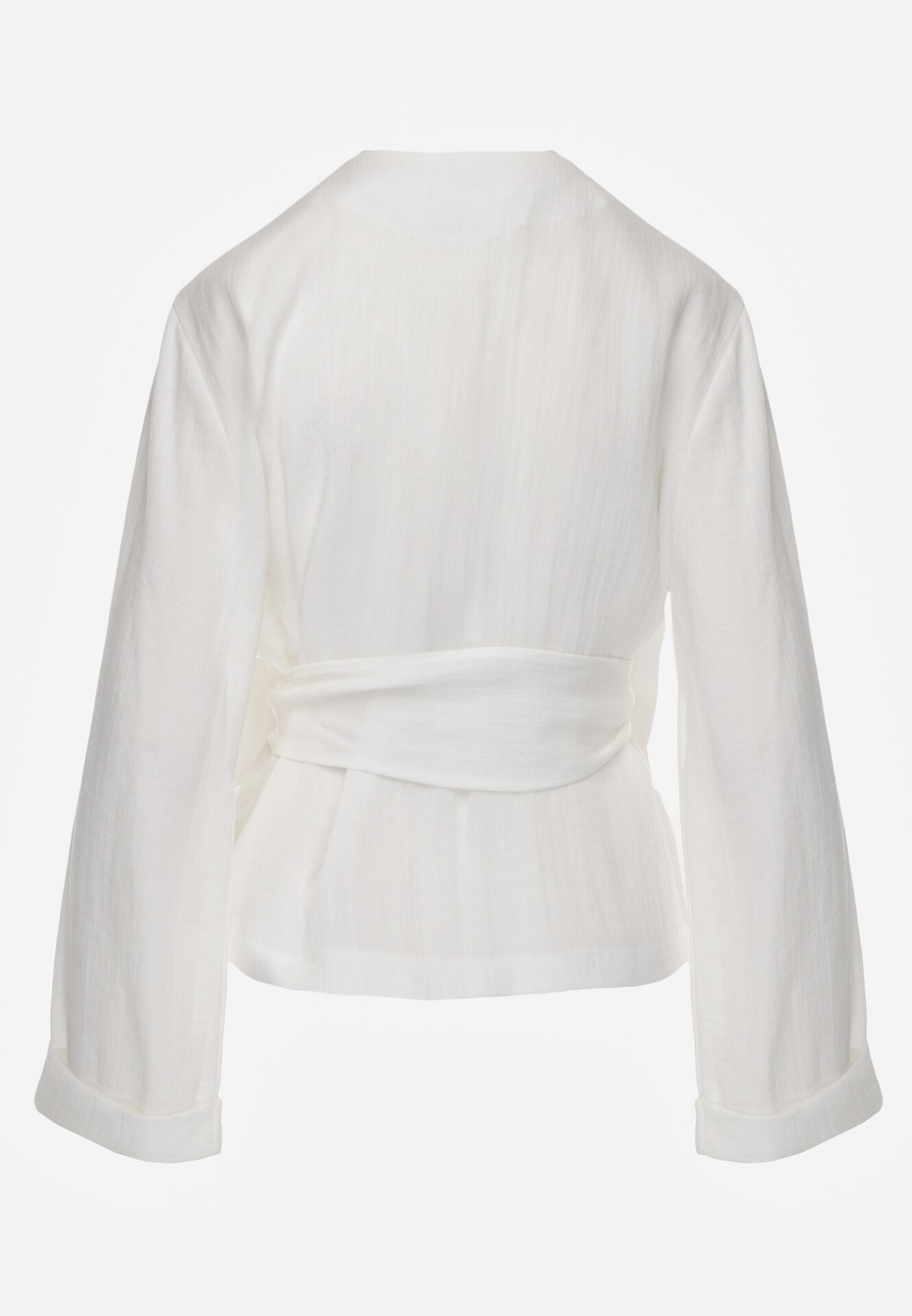 Biała Kopertowa Bluzka z Wiskozy Ozdobiona Wiązaniem Velanitte