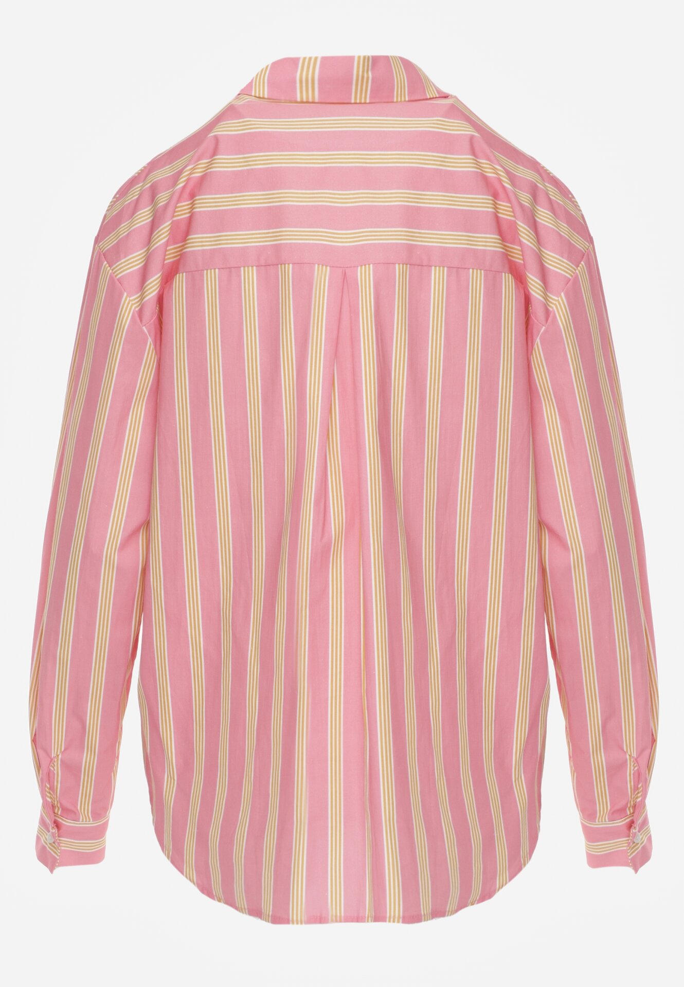 Różowa Bawełniana Koszula o Kroju Oversize Ozdobiona Pionowymi Paskami Ulialia